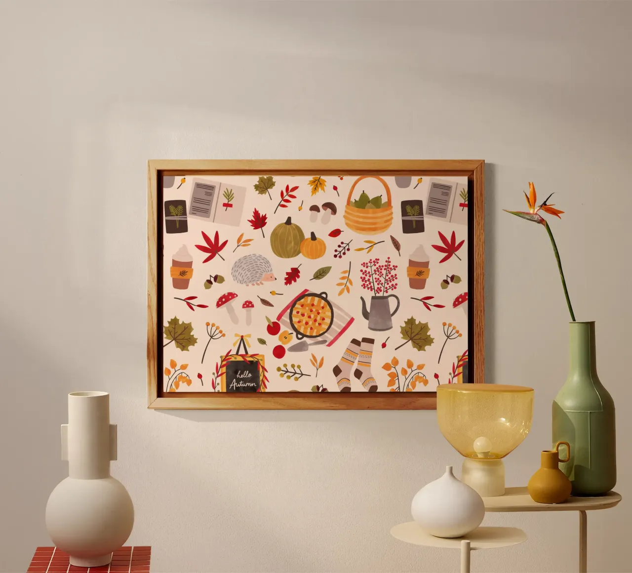 Herbst Ernte Nahtlose Muster - Herbst Vibes Kunst Alu-Dibond von vintagepod