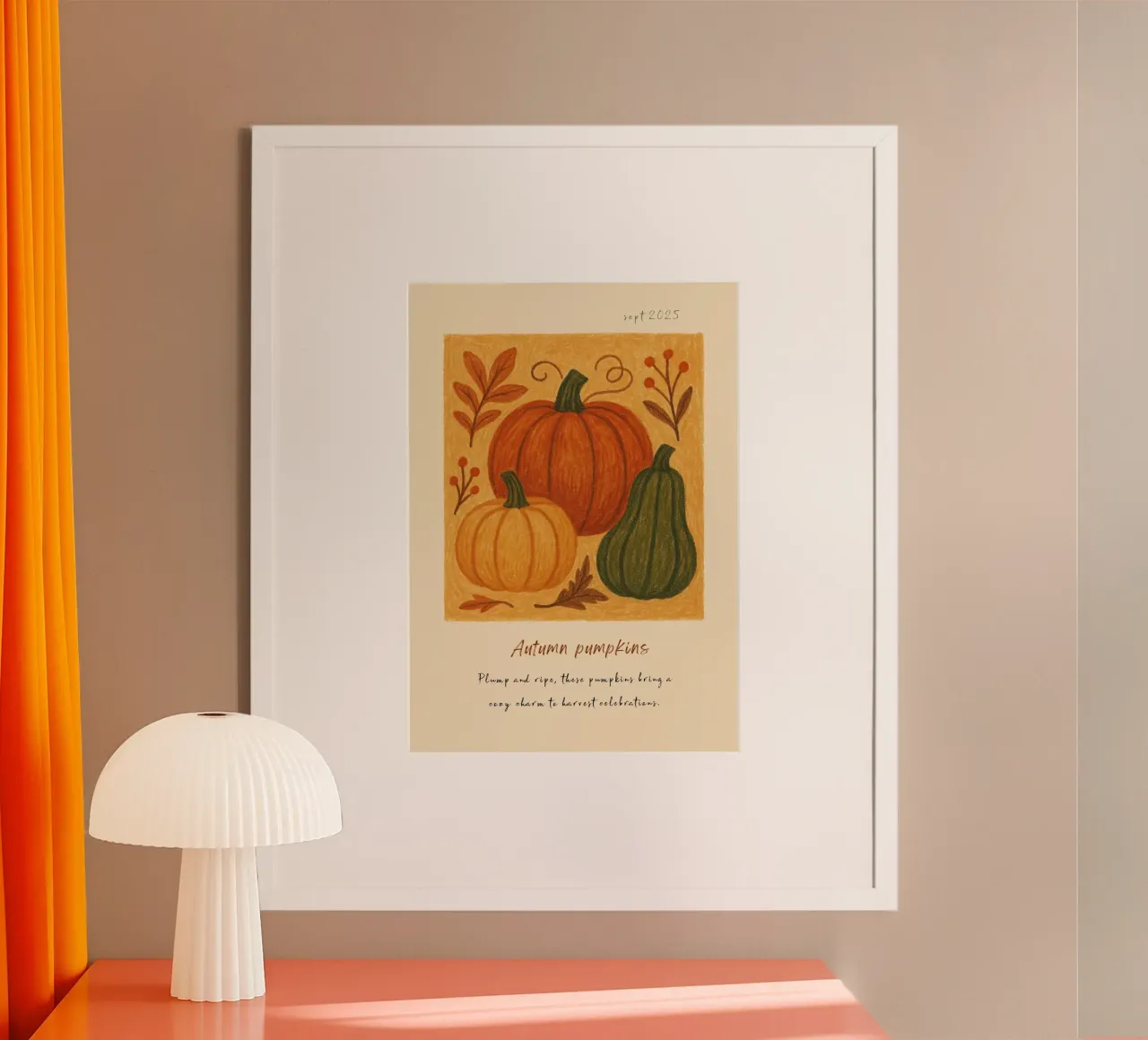 Illustrazione di zucche rustiche - Accogliente atmosfera autunnale poster da vintagepod