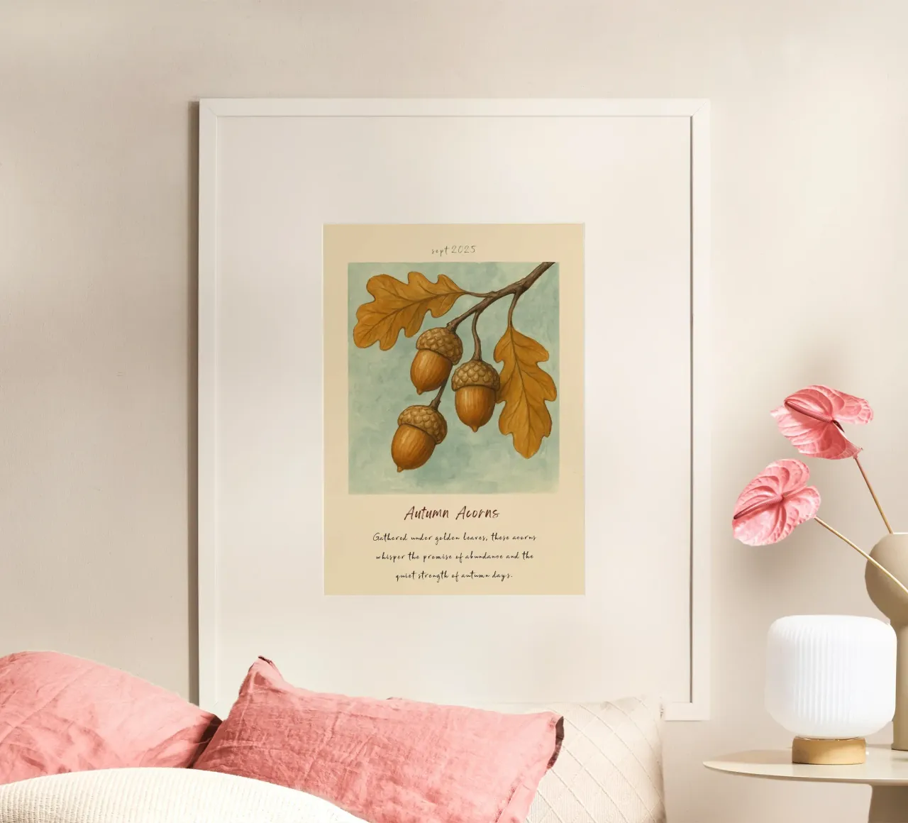 Ghiande d'oro e foglie di quercia Stampa d'arte botanica poster da vintagepod