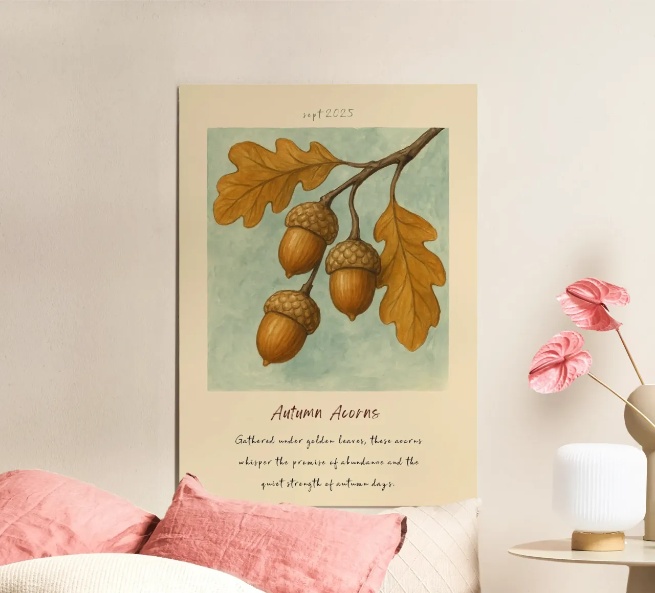Ghiande d'oro e foglie di quercia Stampa d'arte botanica poster da vintagepod