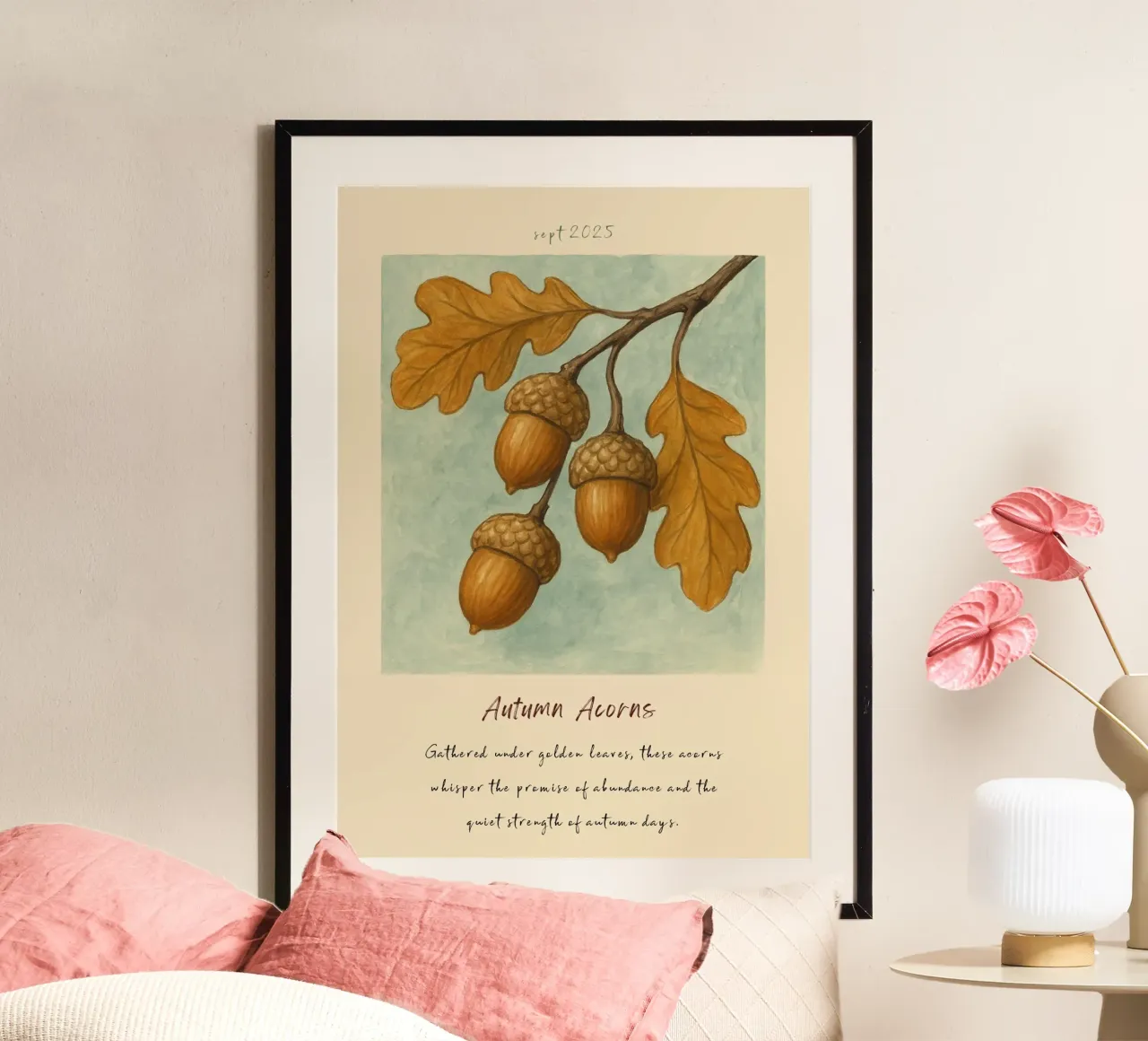 Ghiande d'oro e foglie di quercia Stampa d'arte botanica poster da vintagepod