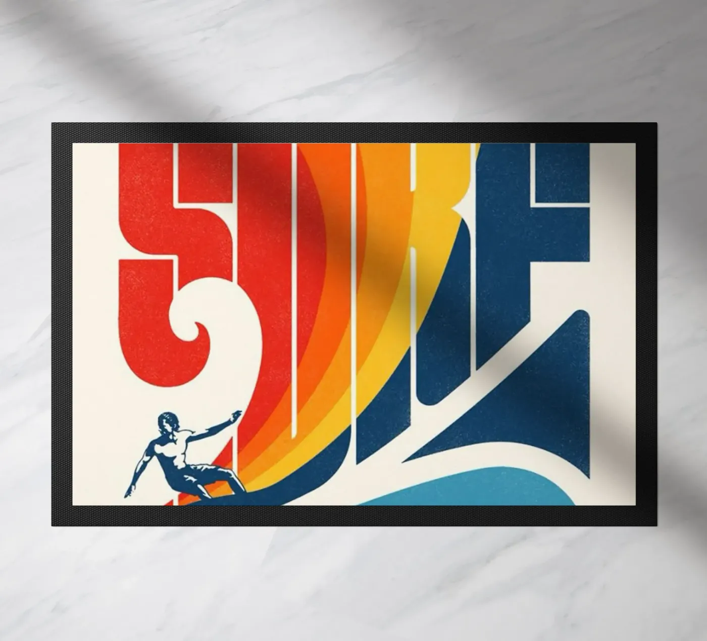 De surfer deurmat van withandname