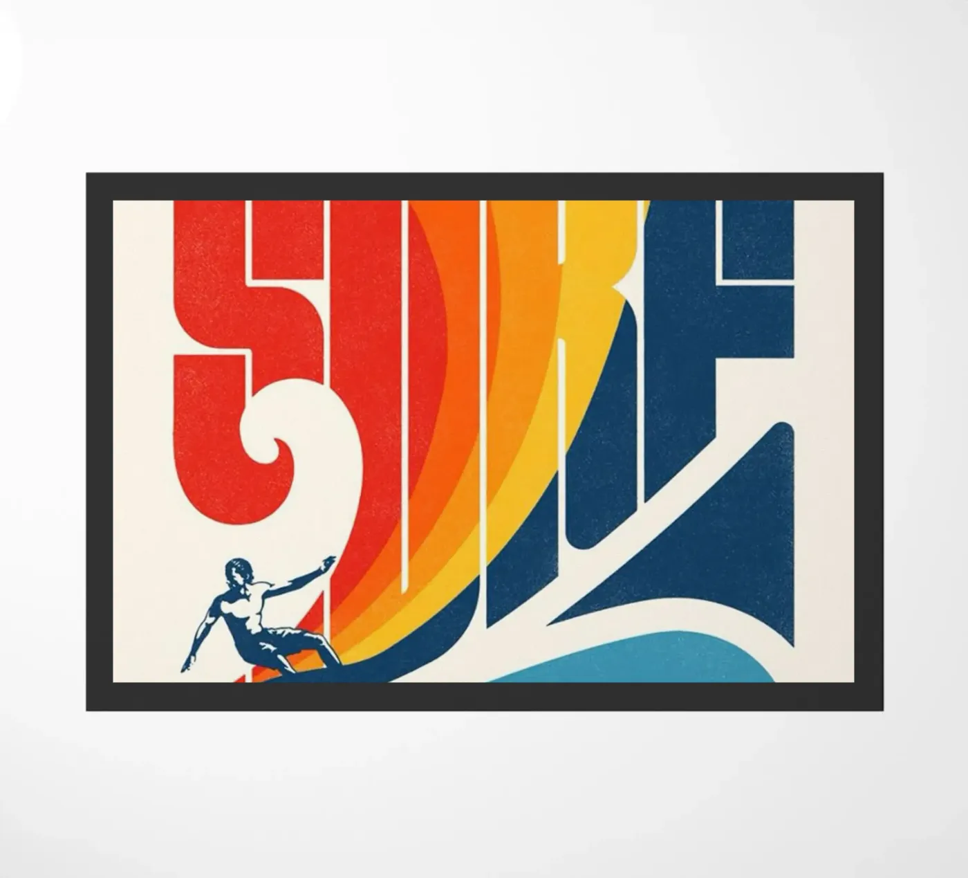 De surfer deurmat van withandname