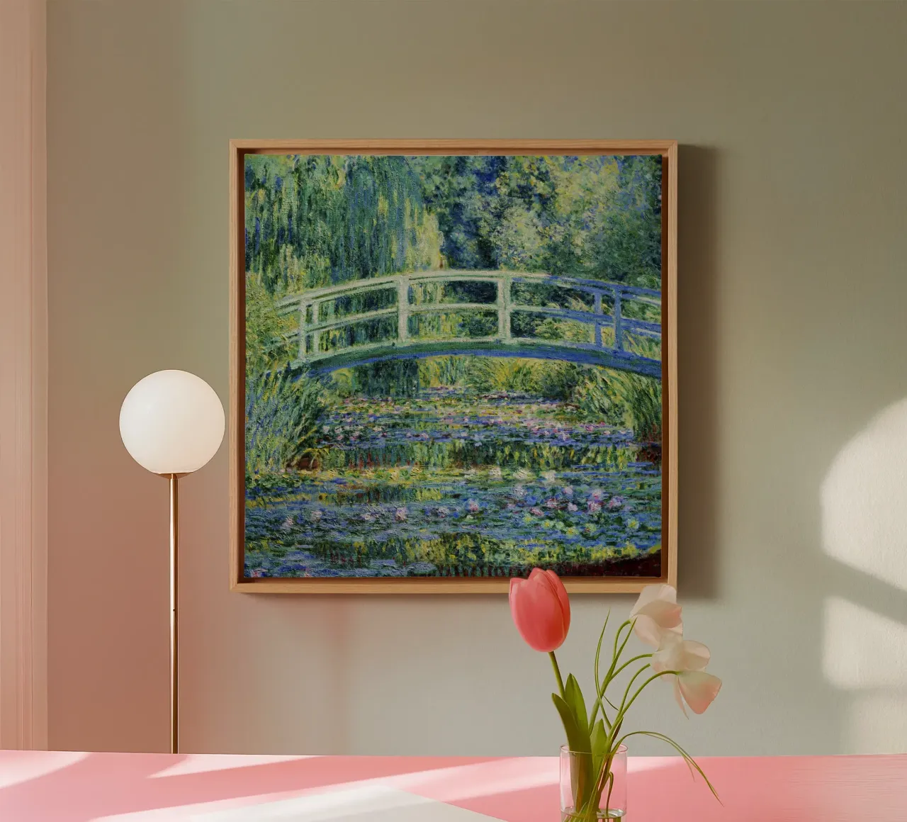 Ninfee e ponte giapponese di Claude Monet (1899) tela con Cornice a cassetta da Chérie Prints