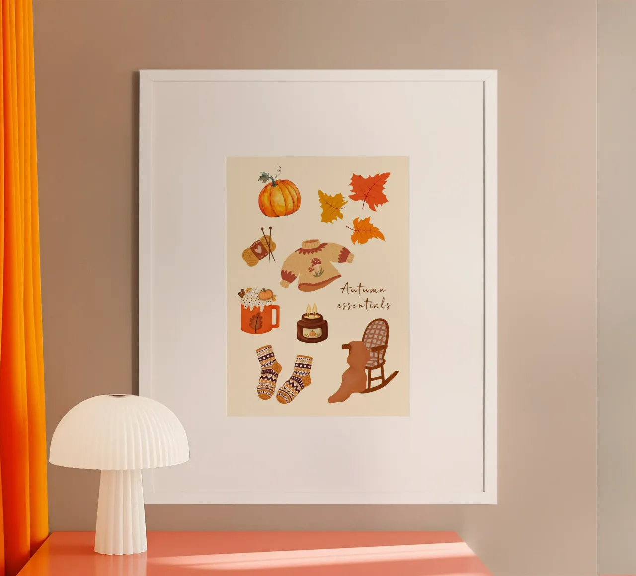 Elementi essenziali dell'autunno - Illustrazione di vibrazioni autunnali accoglienti poster da vintagepod