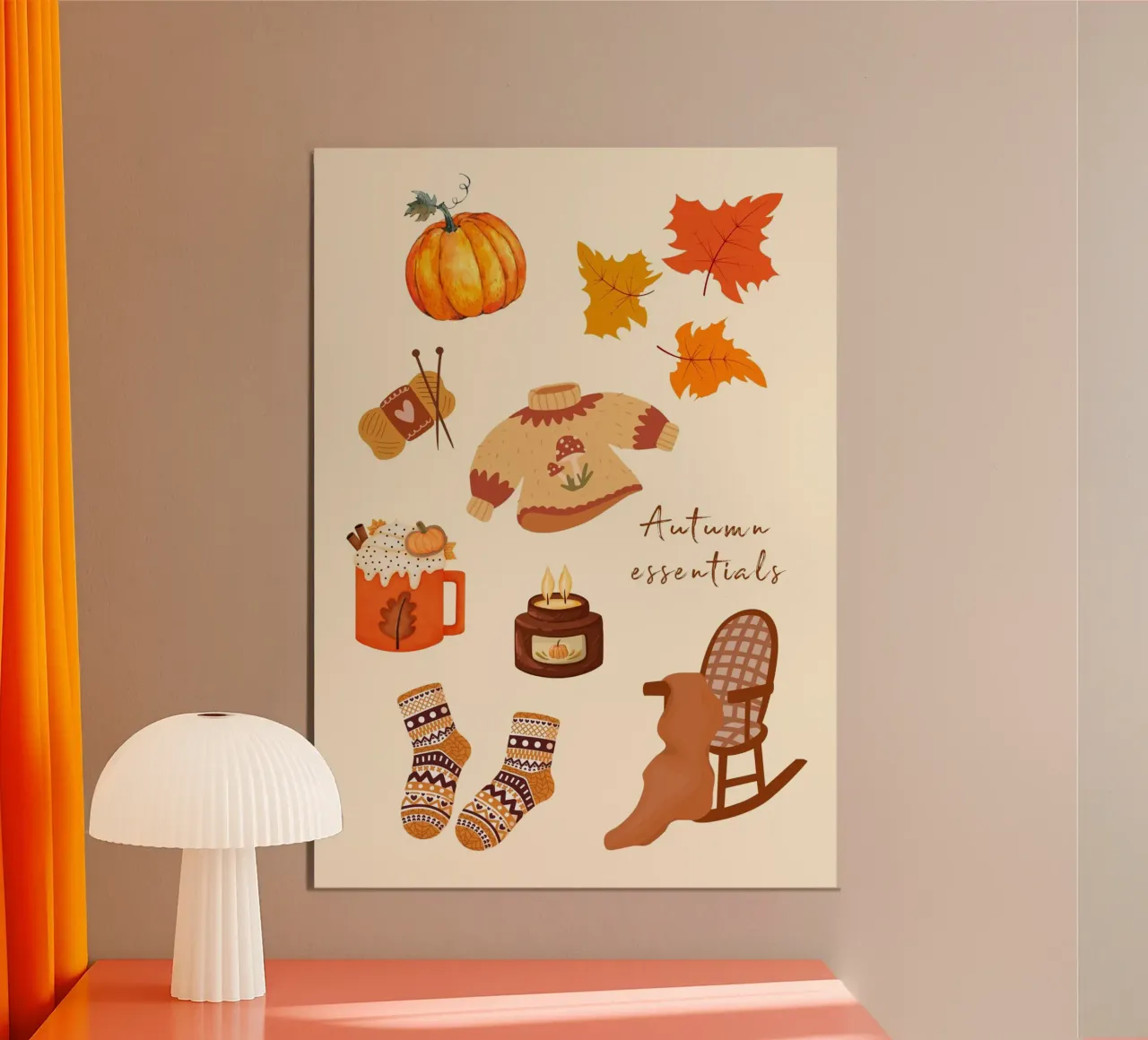 Elementi essenziali dell'autunno - Illustrazione di vibrazioni autunnali accoglienti poster da vintagepod