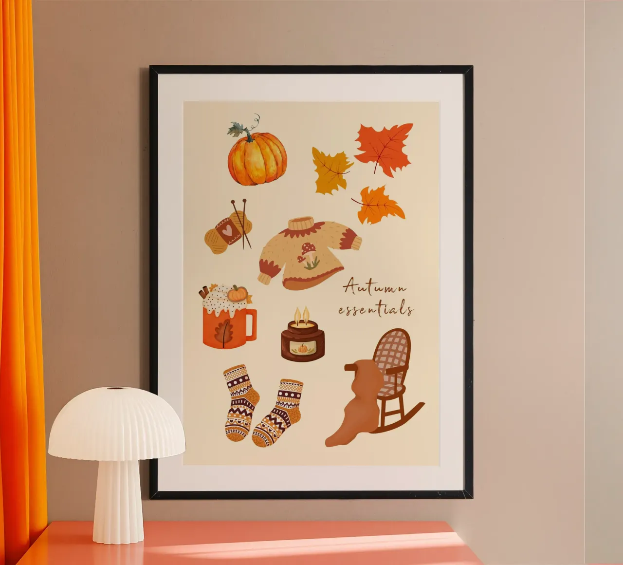 Elementi essenziali dell'autunno - Illustrazione di vibrazioni autunnali accoglienti poster da vintagepod