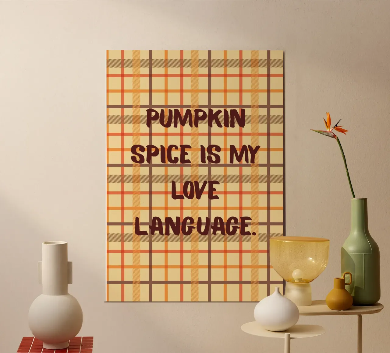"Citazione "La spezia di zucca è la mia lingua d'amore poster con telaio in legno da vintagepod
