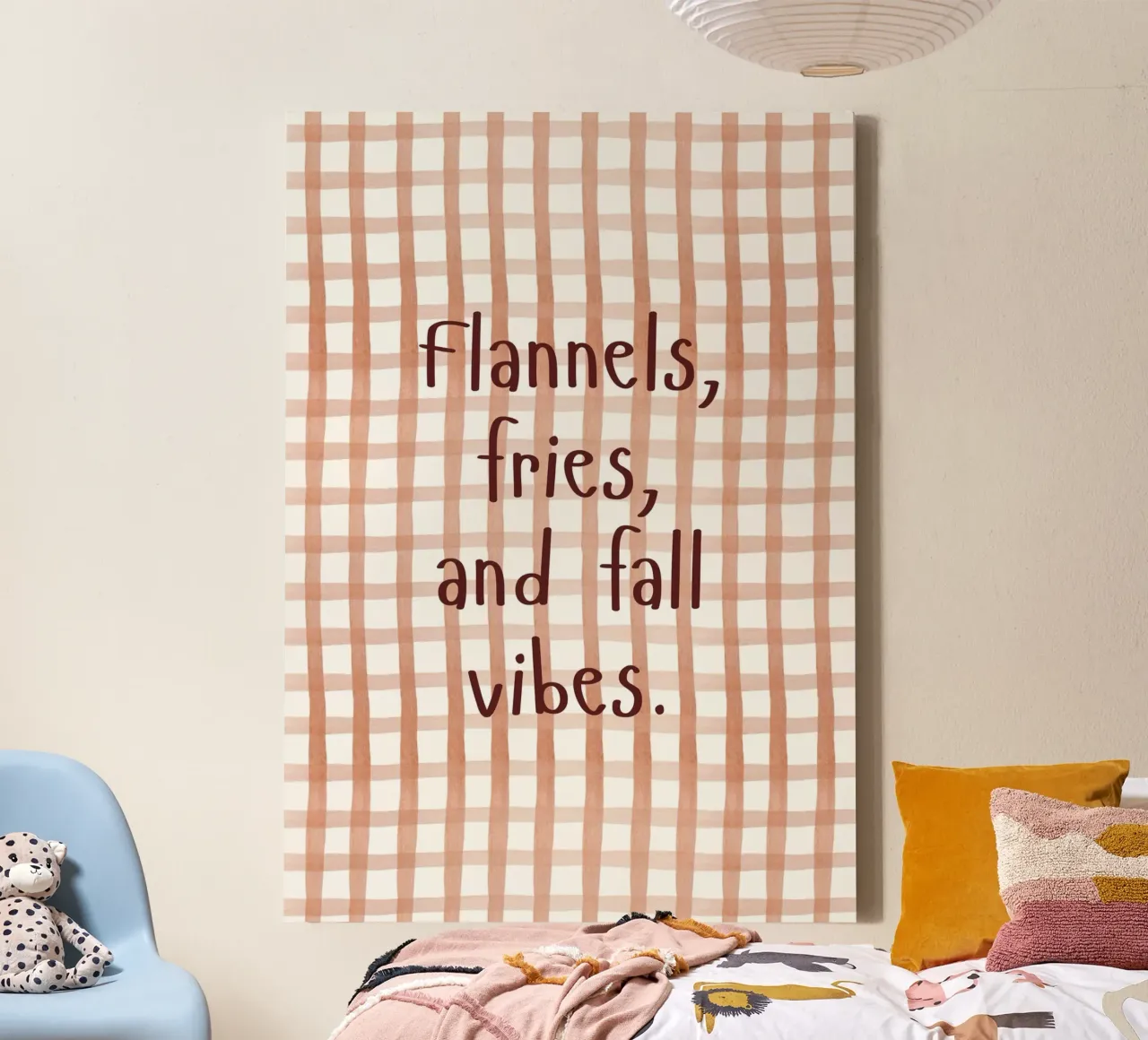 "Flannels, Fries, and Fall Vibes" Quote canvas with Floater frame by vintagepod