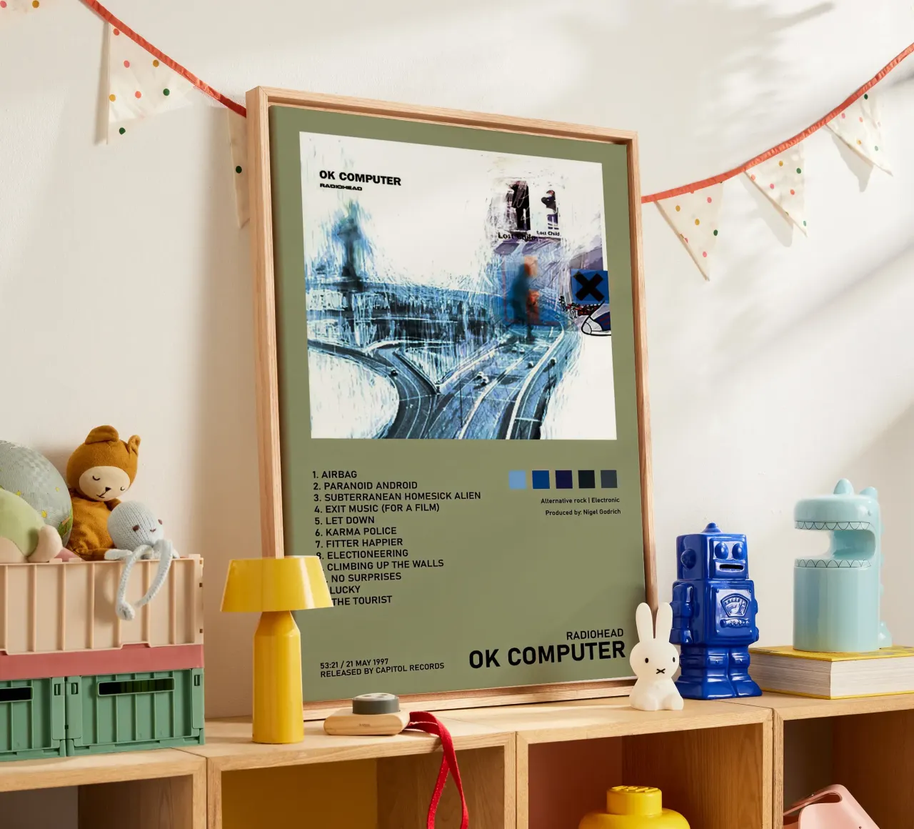 Radiohead Ok Computer lienzo con Marco flotante de Roronoa7