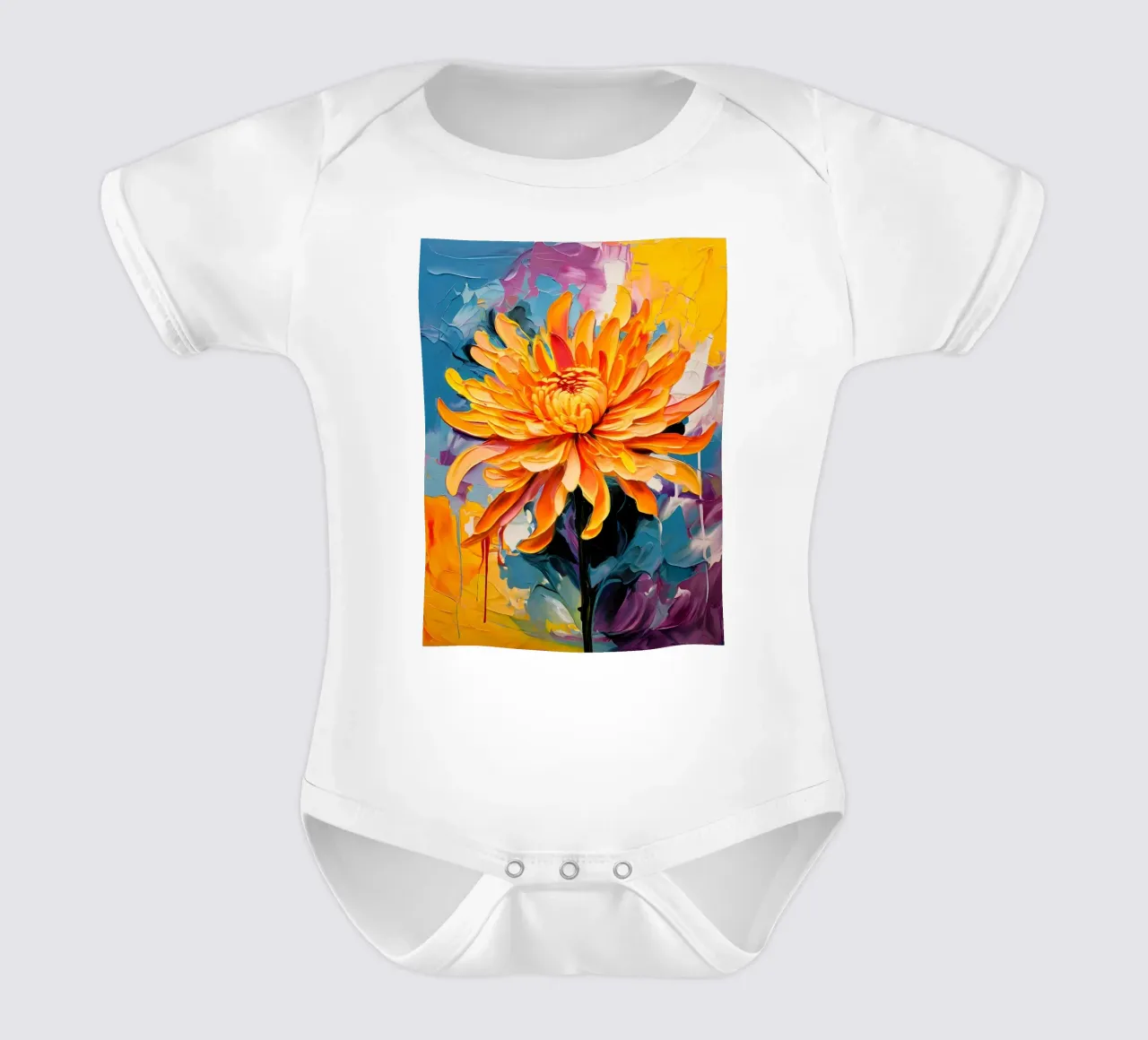Crisantemo in fiore body neonato maniche corte da Artistic-shop