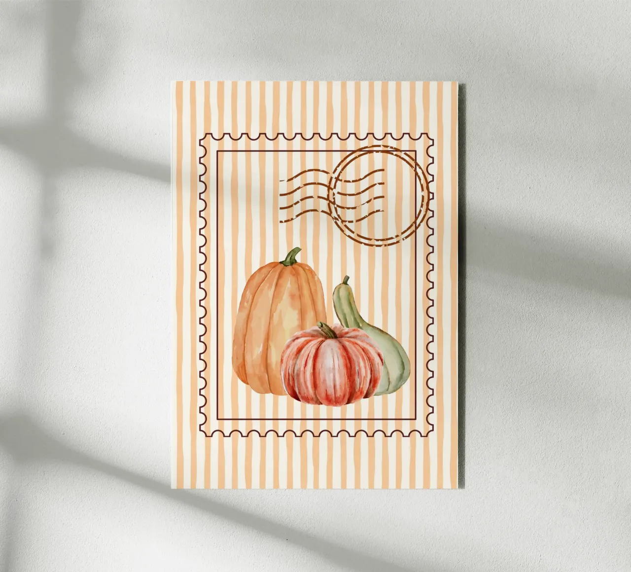 Zucca e zucca: timbro d'epoca e acquerello d'autore alluminio dibond da vintagepod