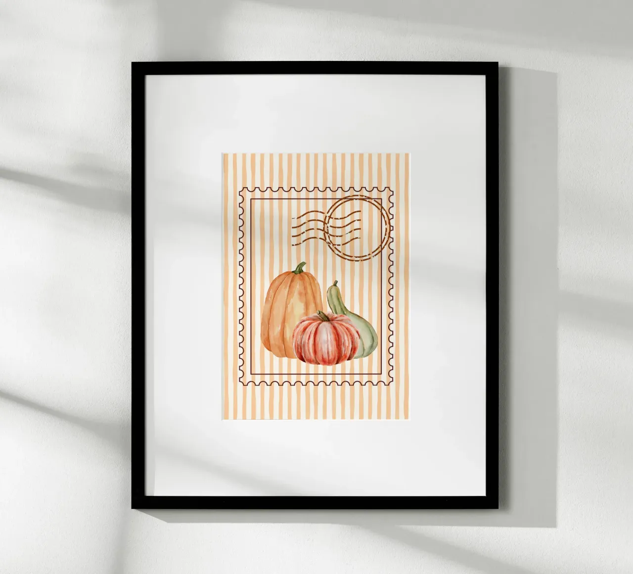 Zucca e zucca: timbro d'epoca e acquerello d'autore poster da vintagepod