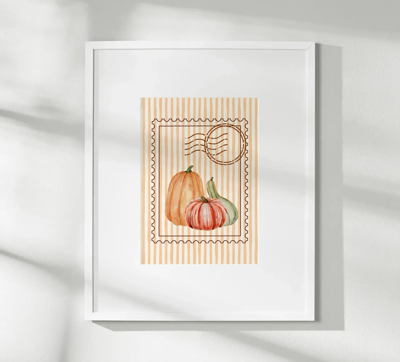 Zucca e zucca: timbro d'epoca e acquerello d'autore poster da vintagepod