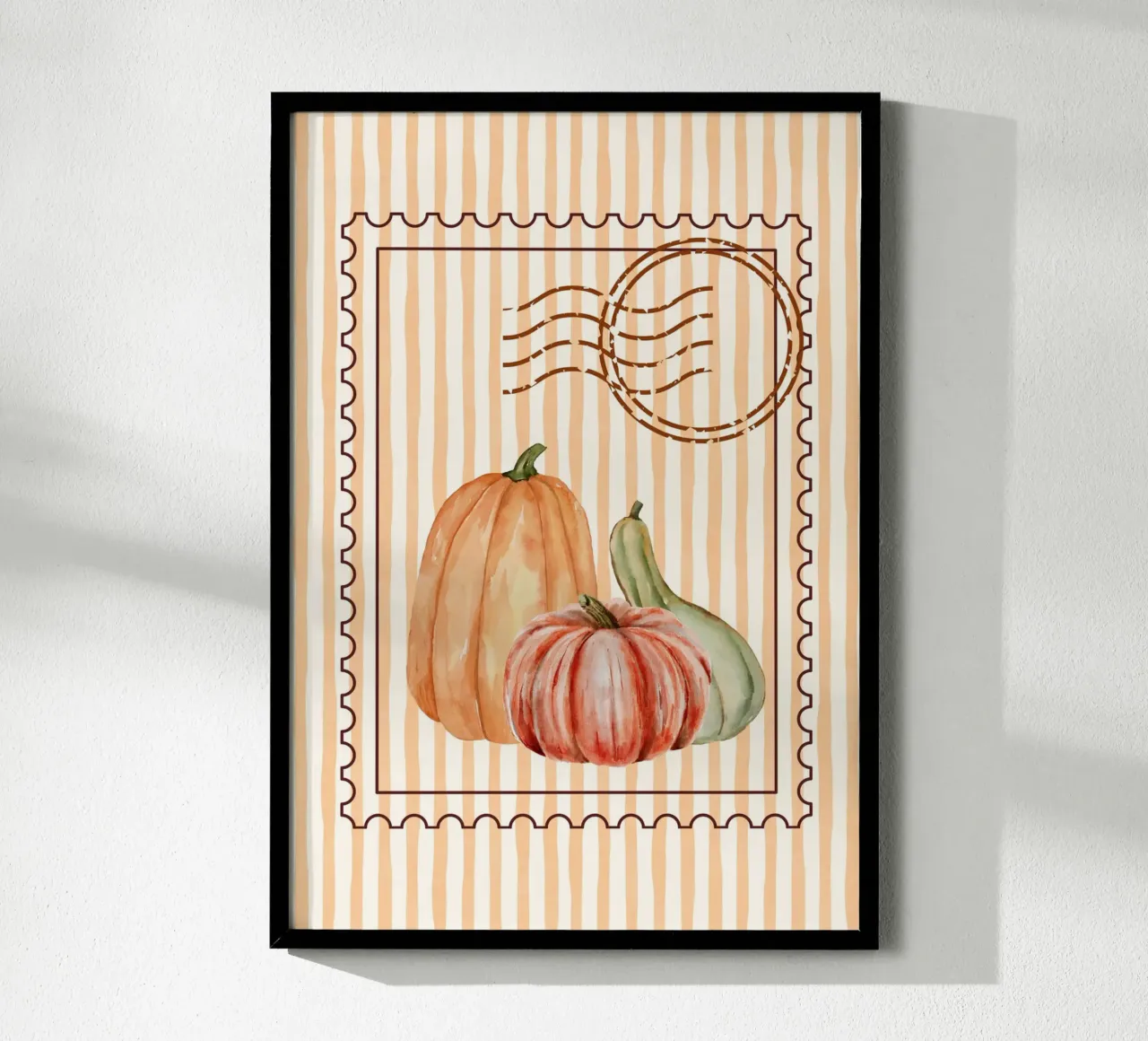 Zucca e zucca: timbro d'epoca e acquerello d'autore poster da vintagepod