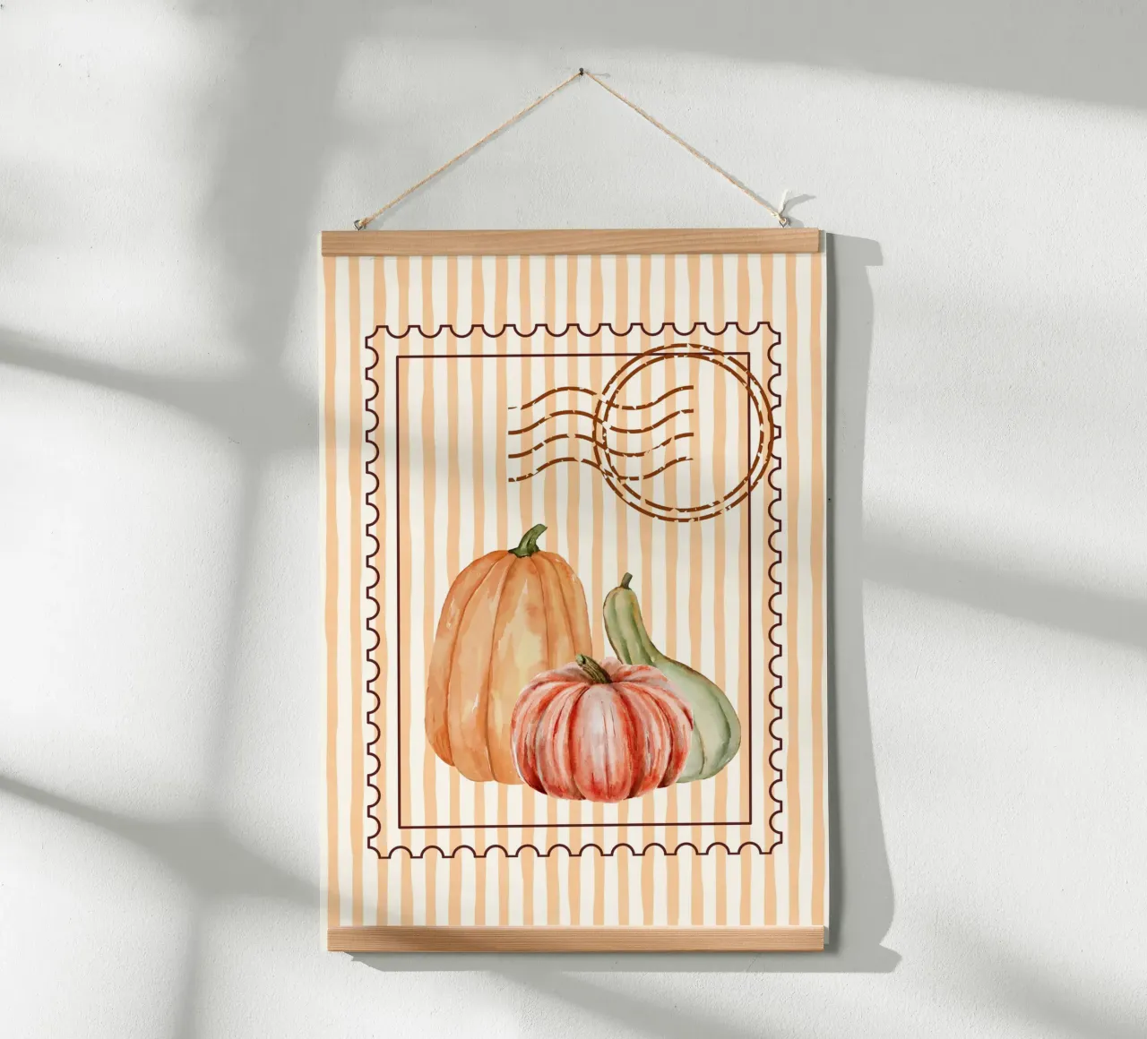 Zucca e zucca: timbro d'epoca e acquerello d'autore poster da vintagepod