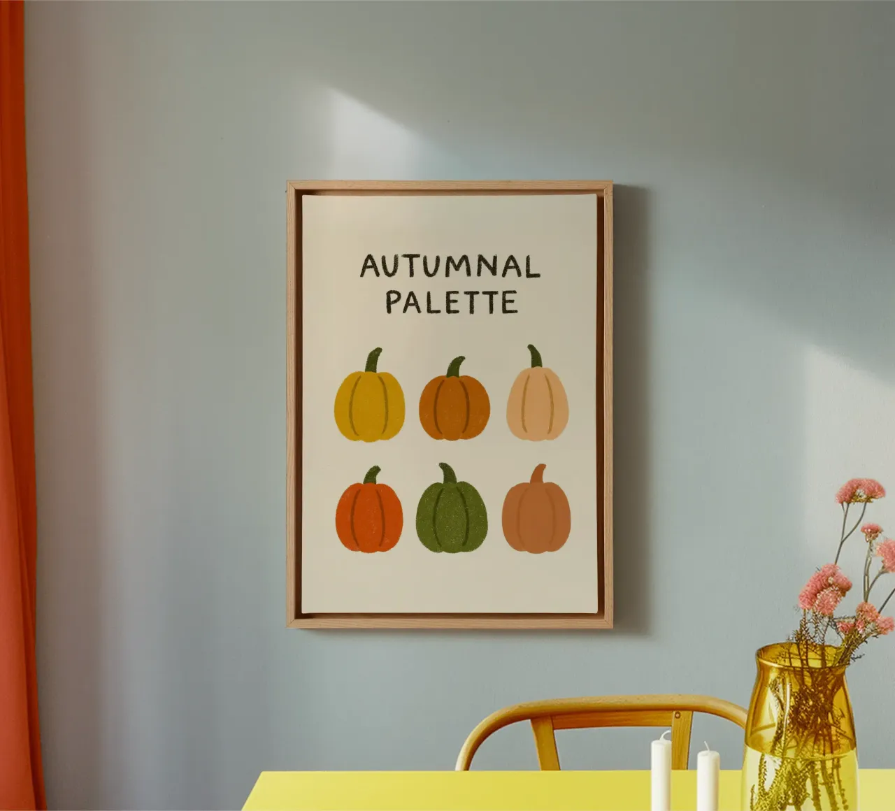 Palette di zucche autunnali - Accogliente arte autunnale tela con Cornice a cassetta da vintagepod