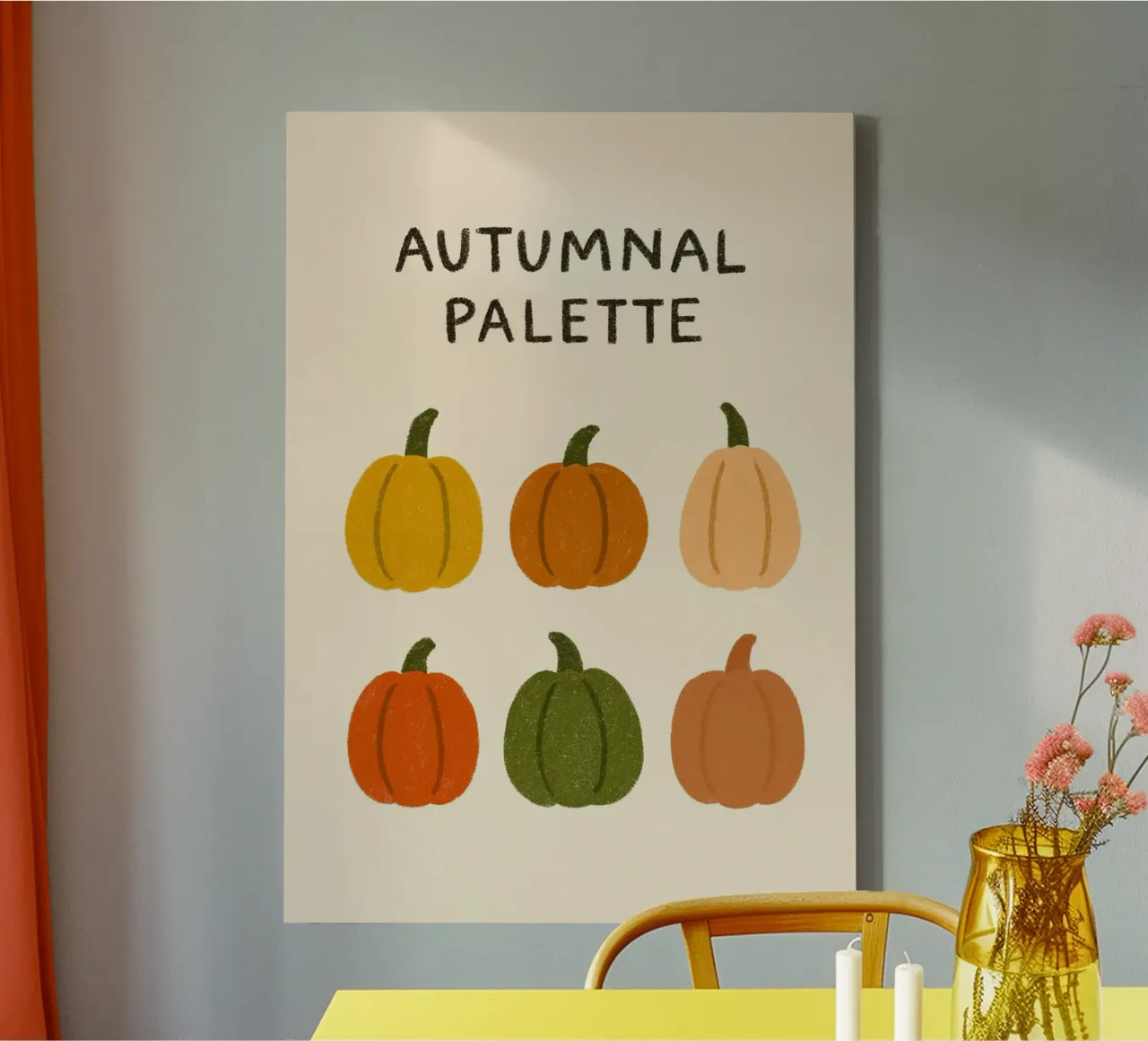 Palette di zucche autunnali - Accogliente arte autunnale tela con Cornice a cassetta da vintagepod