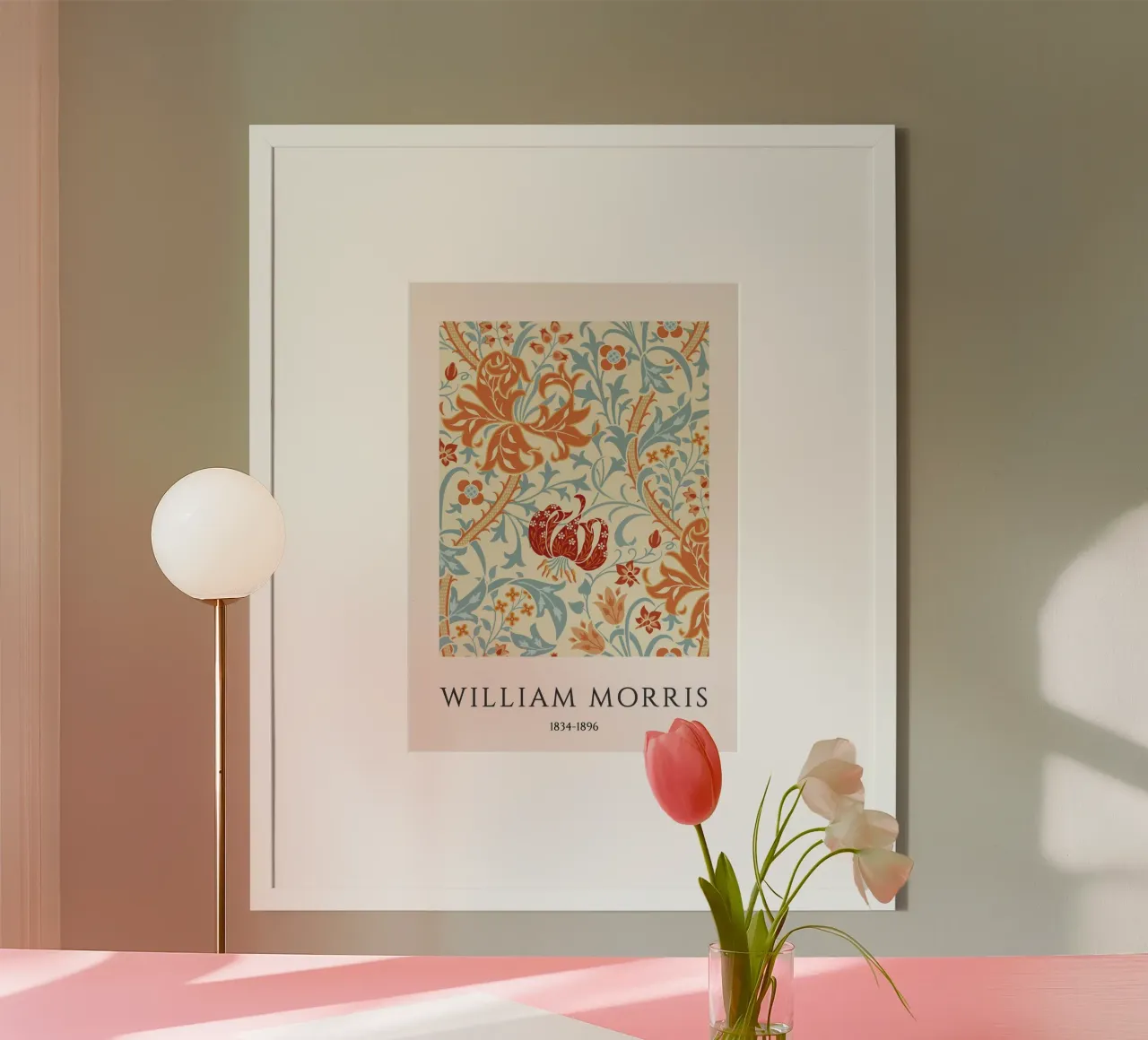 William Morris Arts & Crafts Stampa floreale sulla zucca poster con telaio in alluminio da vintagepod