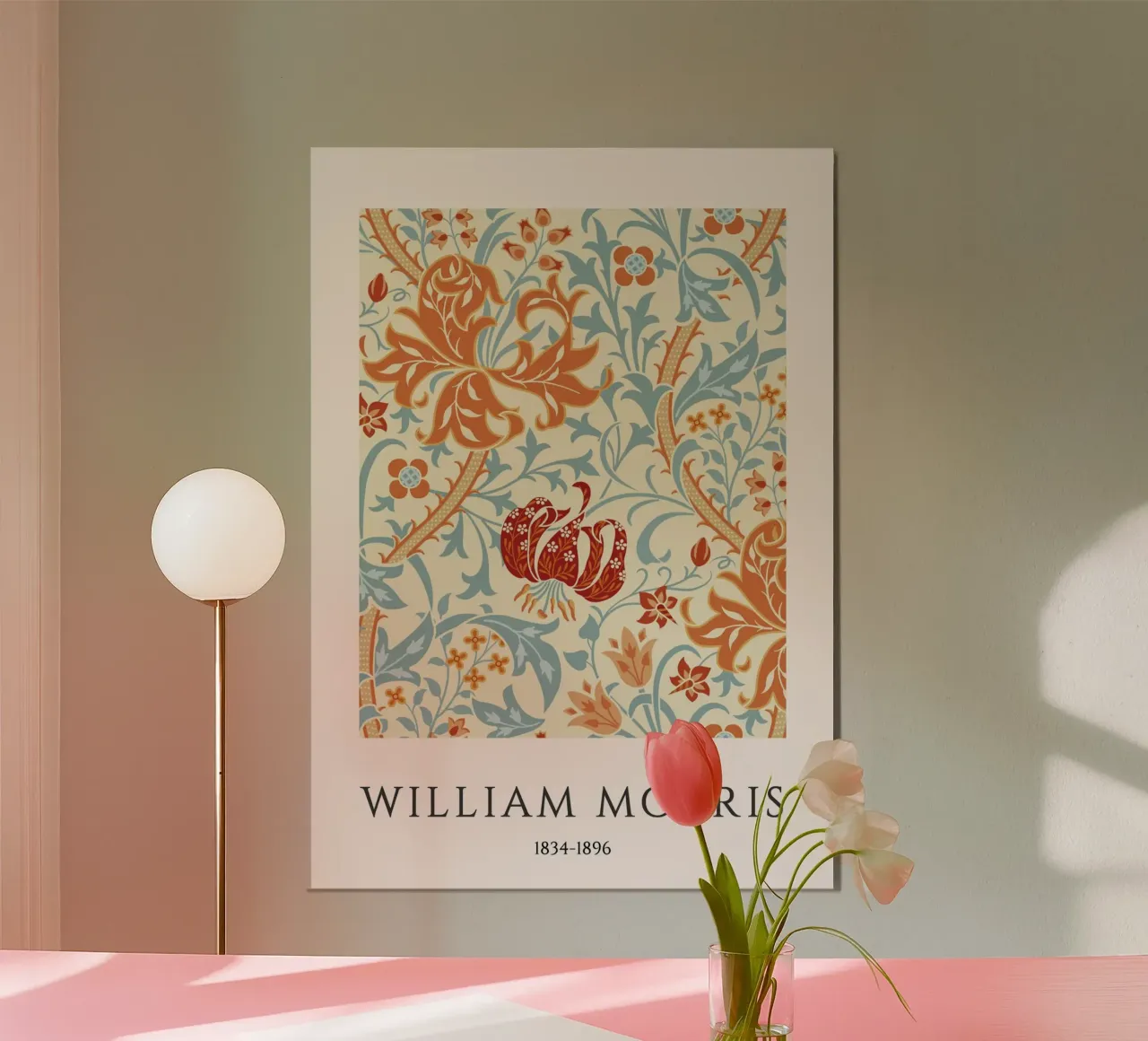 William Morris Arts & Crafts Stampa floreale sulla zucca poster con telaio in alluminio da vintagepod