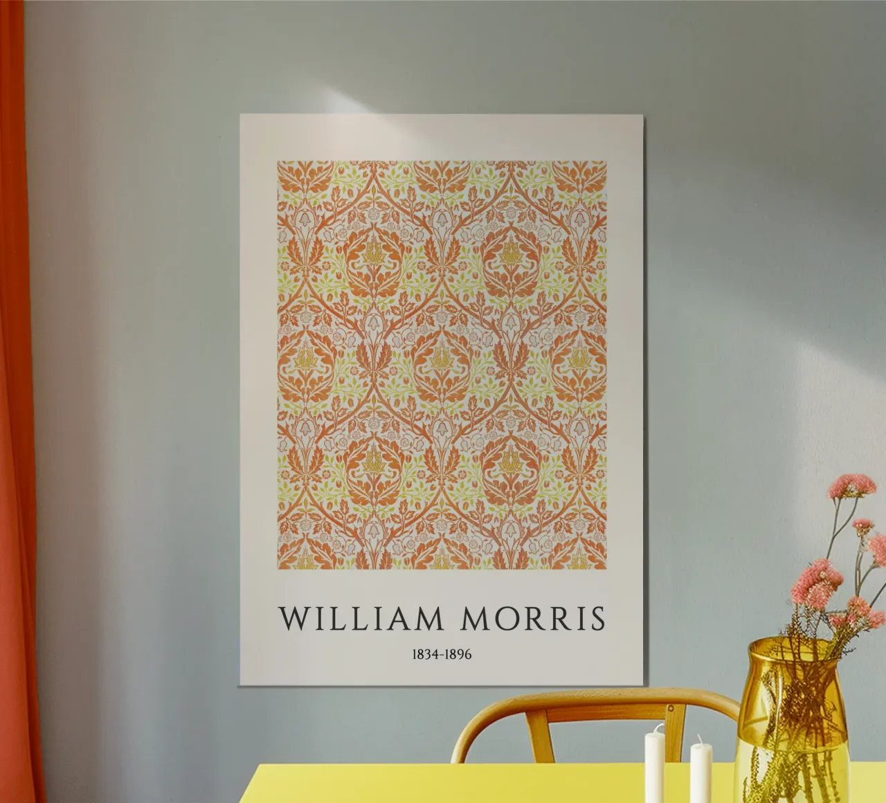 William Morris Arts & Crafts Stampa floreale sulla zucca poster con telaio in legno da vintagepod