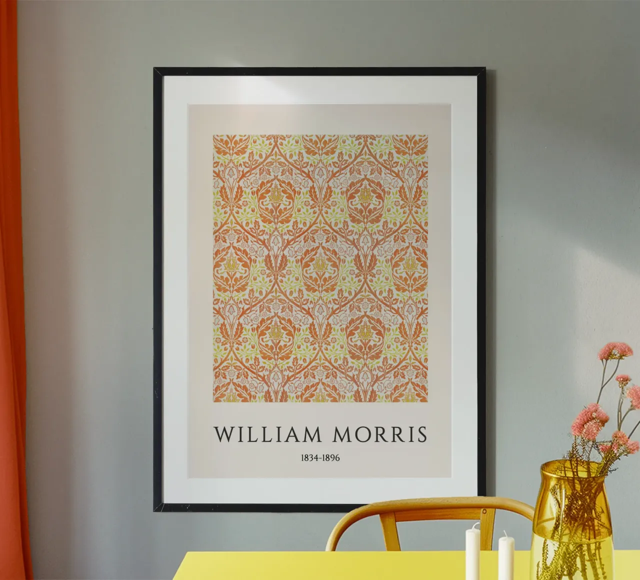 William Morris Arts & Crafts Stampa floreale sulla zucca poster con telaio in legno da vintagepod