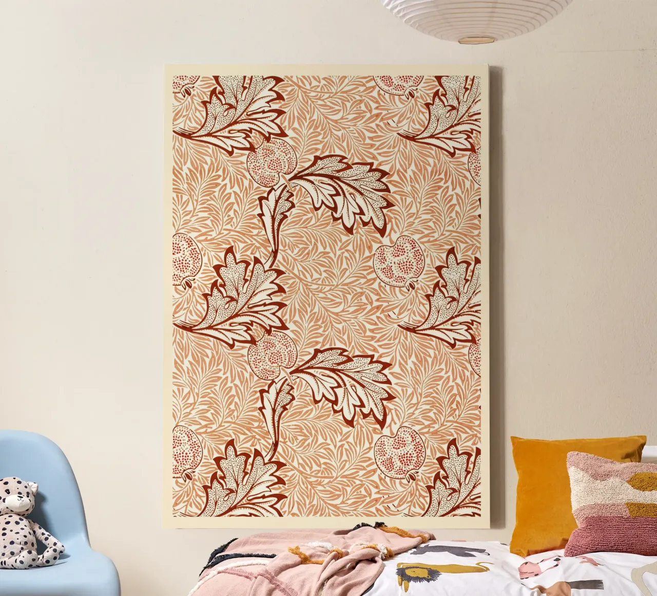 Granatapfel & Blatt William Morris Kunst & Handwerk Druck Leinwand mit Schattenfugenrahmen von vintagepod