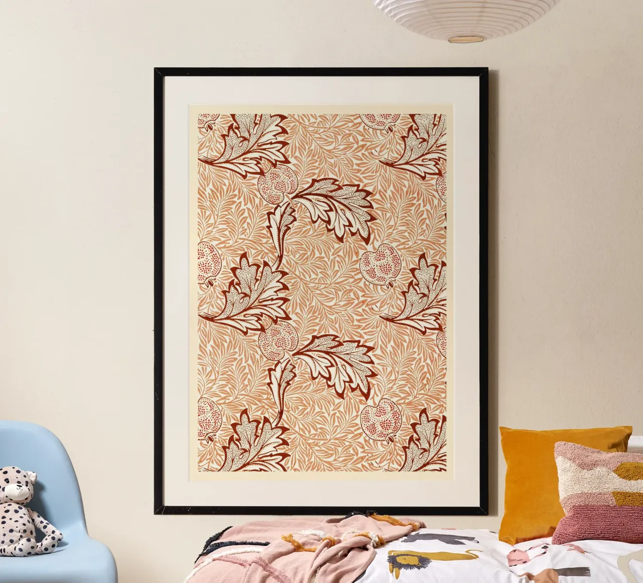 Pomegranate & Leaf William Morris Arts & Crafts Print poster with wooden frame by vintagepod