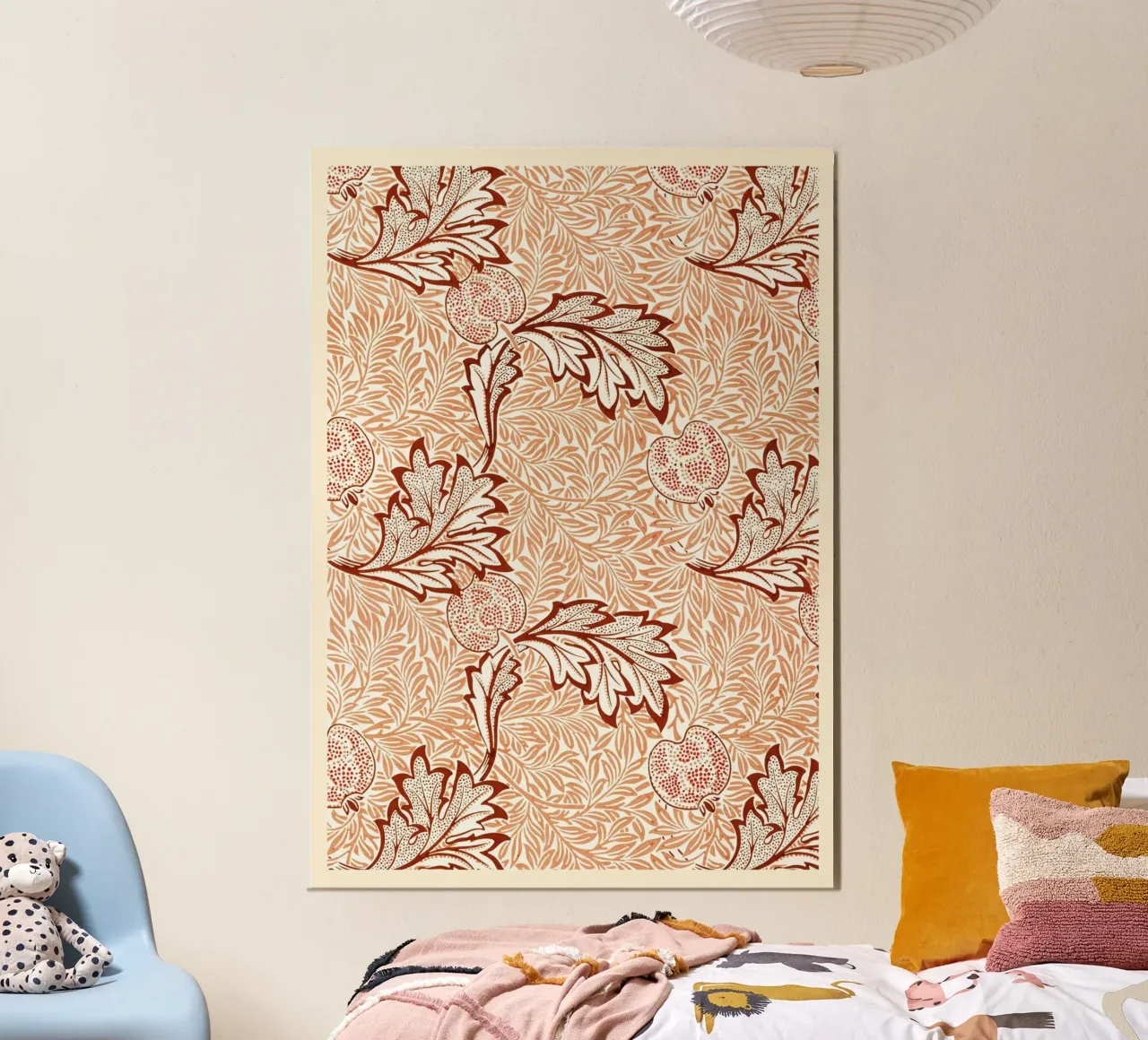 Pomegranate & Leaf William Morris Arts & Crafts Print poster with wooden frame by vintagepod
