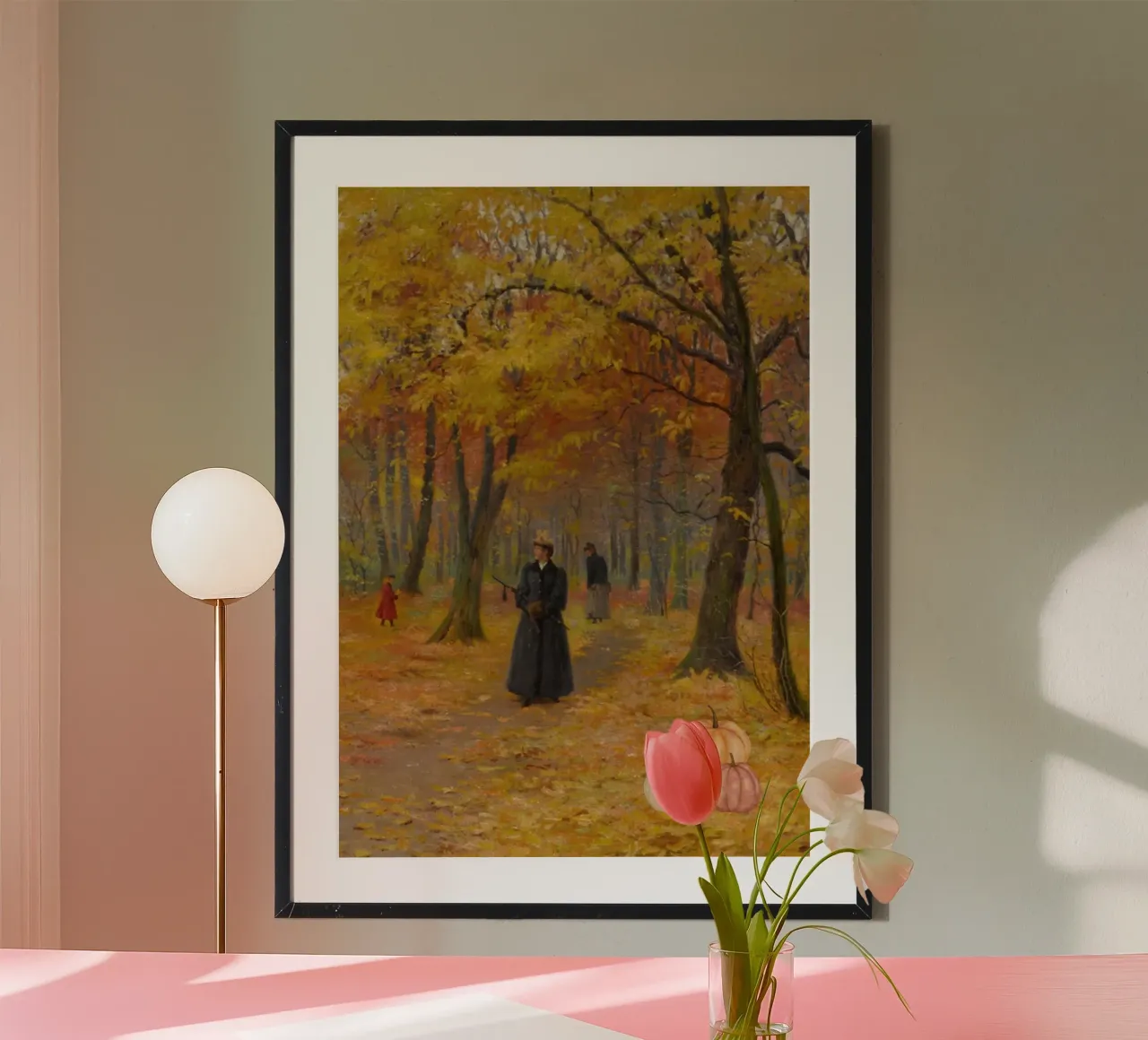 Promenade d'autunno di Isaac Levitan - Foresta autunnale impressionista poster con telaio in alluminio da vintagepod