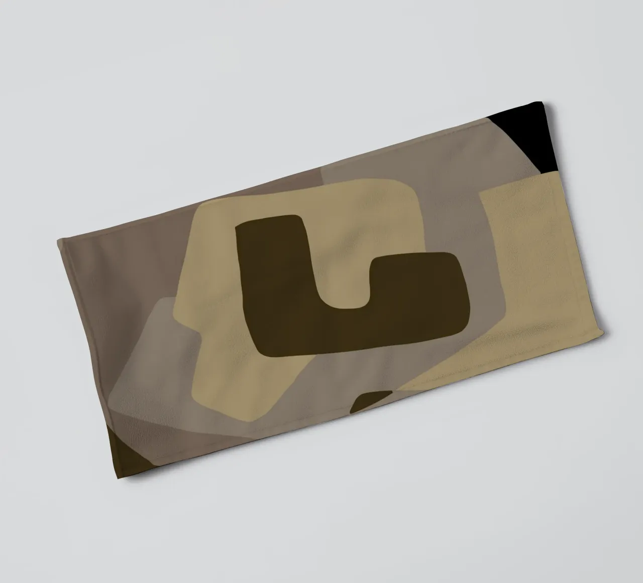 Matgrijs abstract badhanddoek van Little Dean