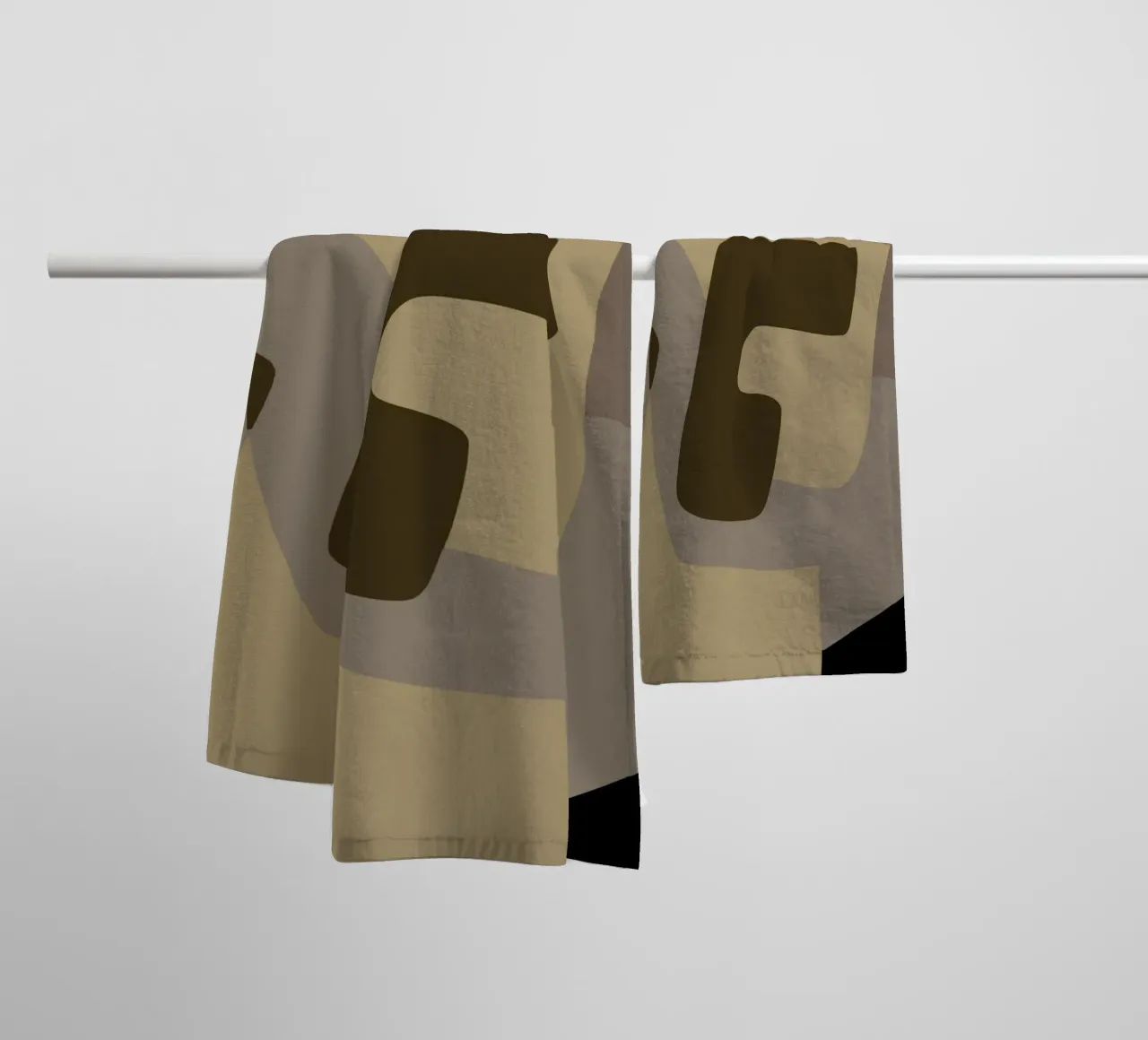Matgrijs abstract badhanddoek van Little Dean