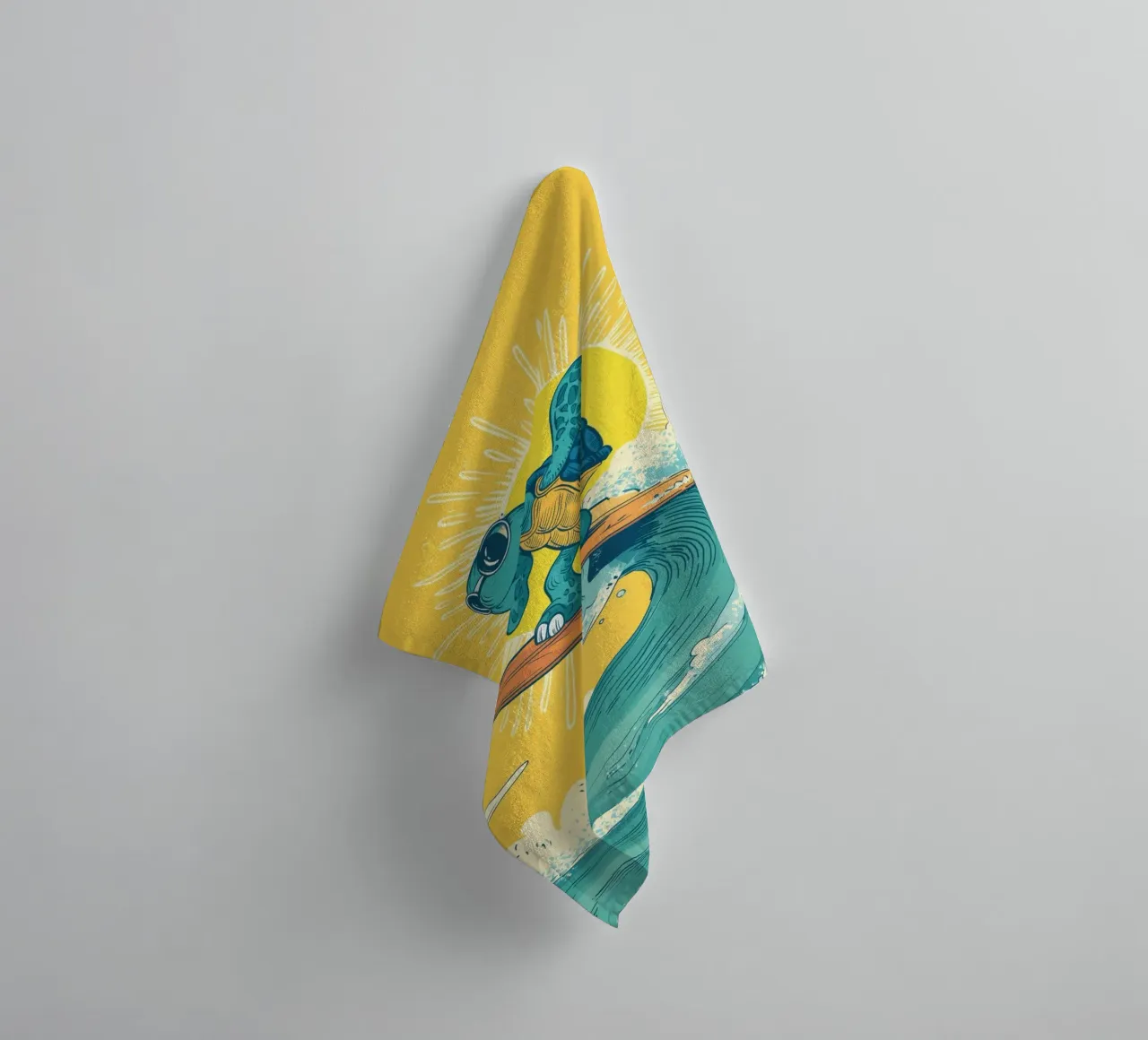Turtle on the Waves towel by Kiara