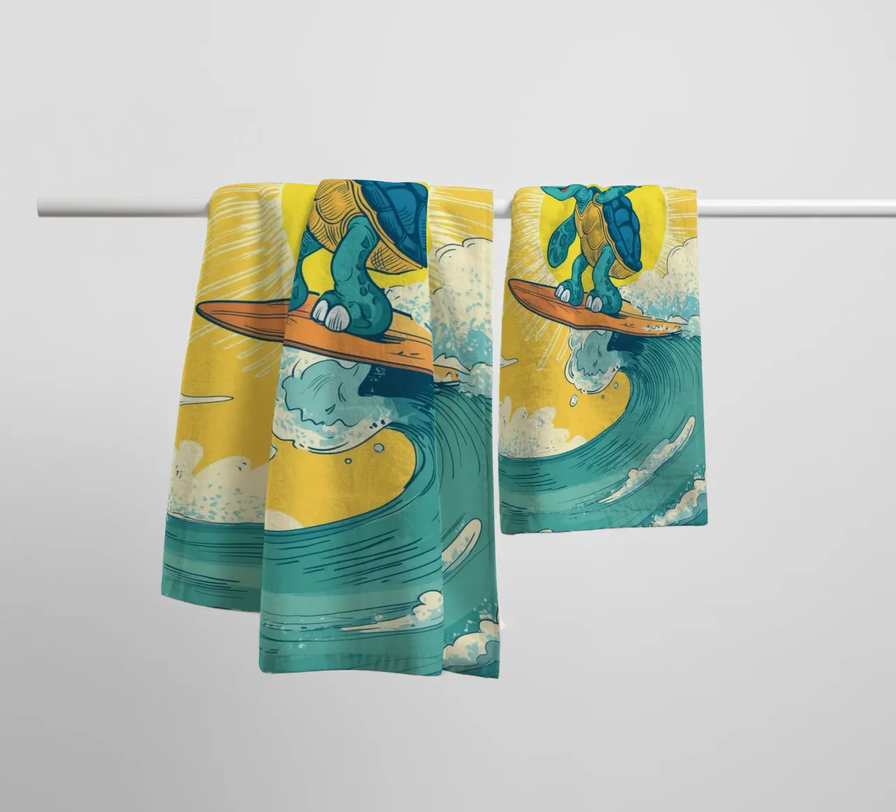 Turtle on the Waves towel by Kiara