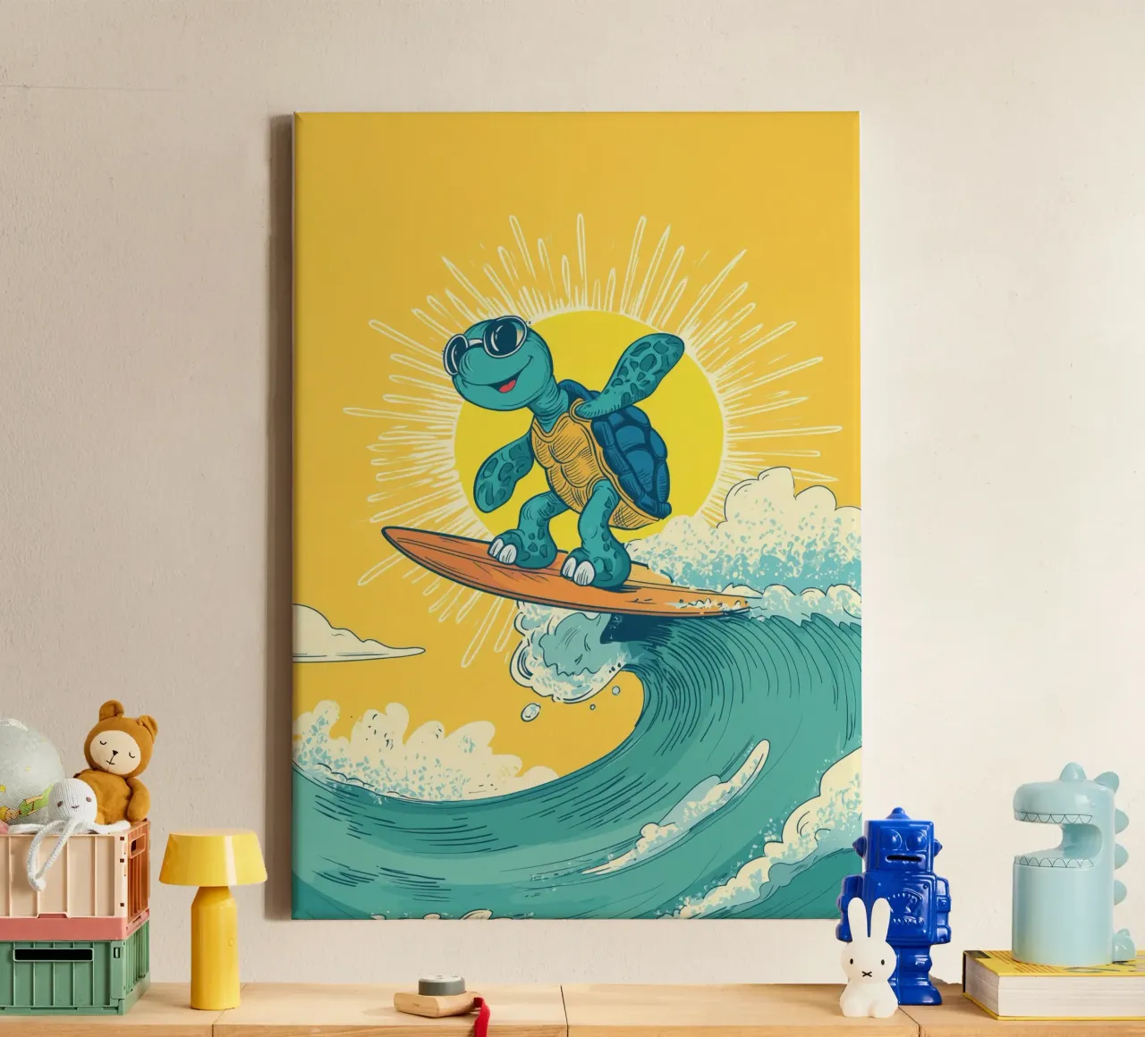 Turtle on the Waves Leinwand mit Schattenfugenrahmen von Kiara