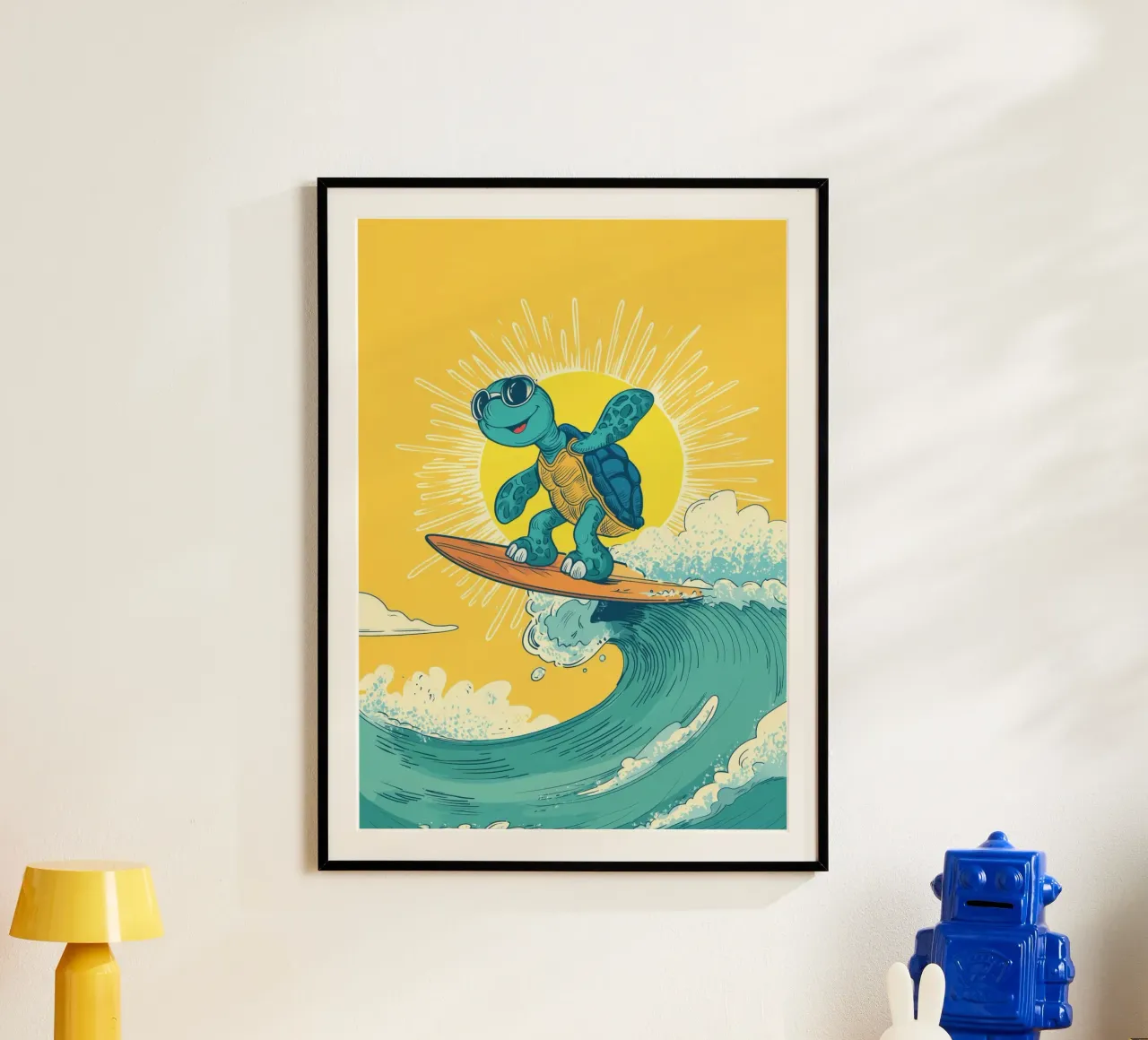 Turtle on the Waves poster with plastic frame by Kiara