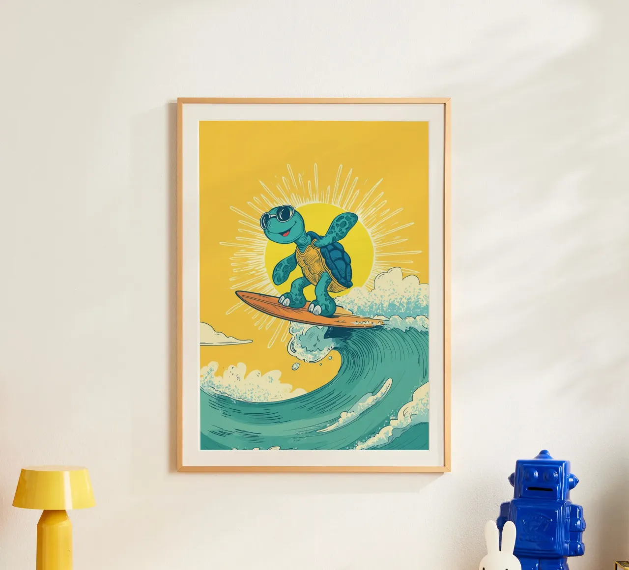 Turtle on the Waves poster with plastic frame by Kiara