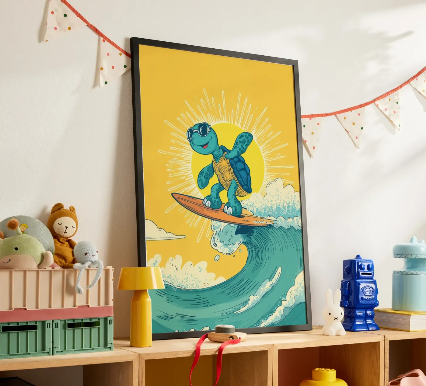 Turtle on the Waves poster by Kiara