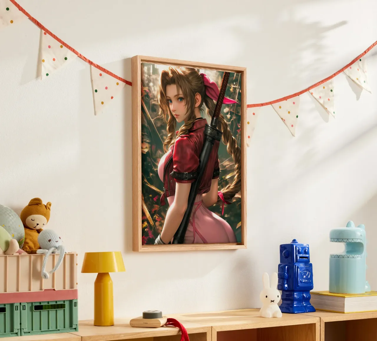 Aerith Final Fantasy canvas met Baklijst van Stellar Creative