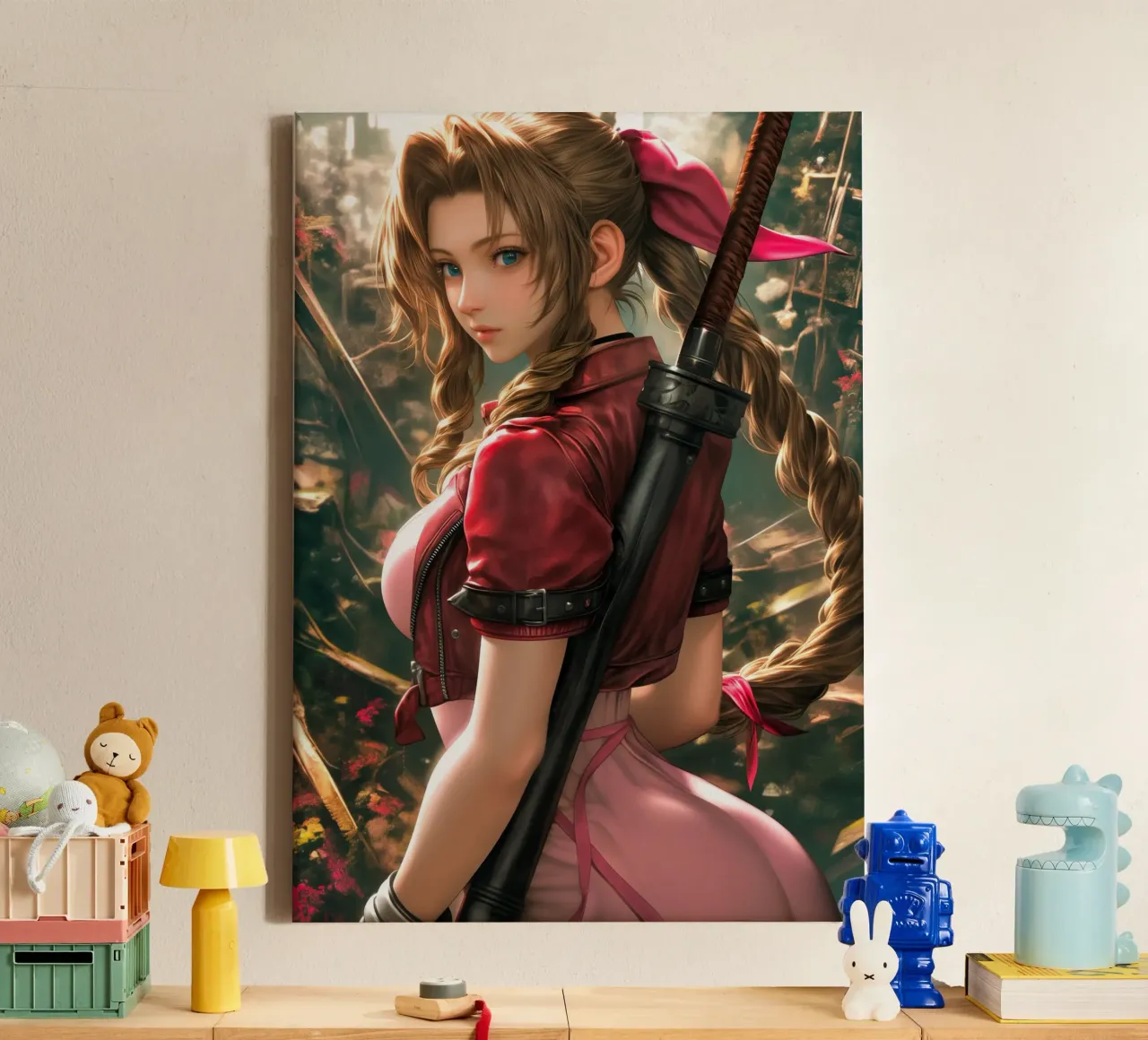 Aerith Final Fantasy canvas met Baklijst van Stellar Creative