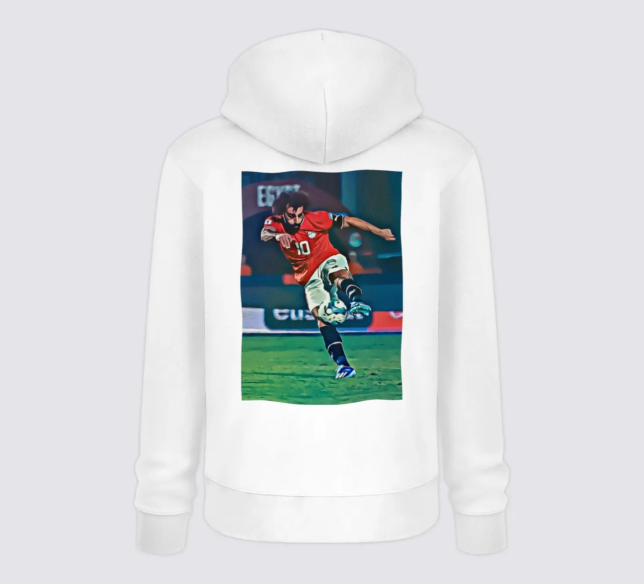 Poster d'azione della squadra egiziana con il numero 10 di Mohamed Salah felpa con cappuccio da ArdanART