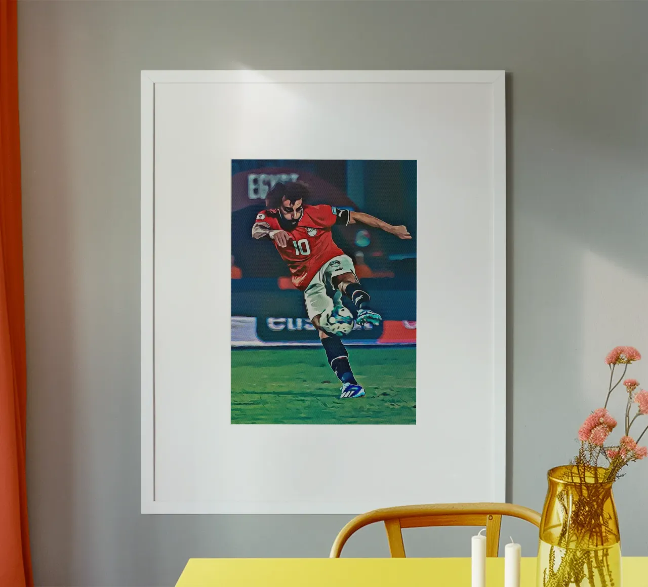 Poster d'azione della squadra egiziana con il numero 10 di Mohamed Salah poster da ArdanART