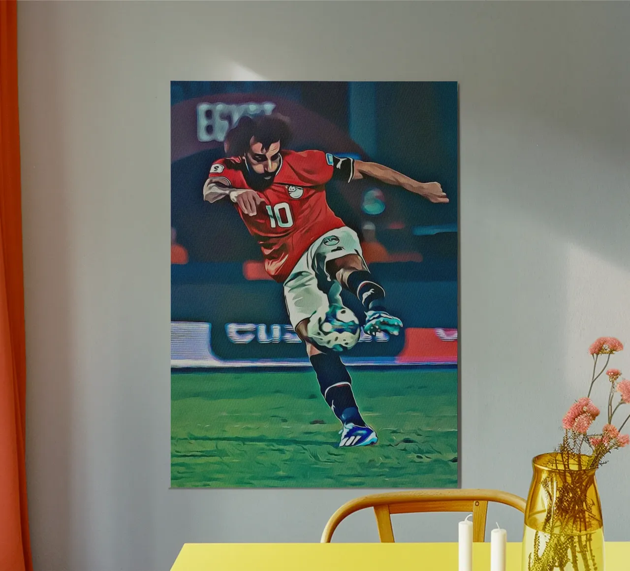 Poster d'azione della squadra egiziana con il numero 10 di Mohamed Salah poster da ArdanART