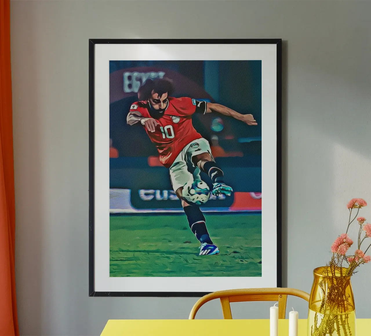 Poster d'azione della squadra egiziana con il numero 10 di Mohamed Salah poster da ArdanART
