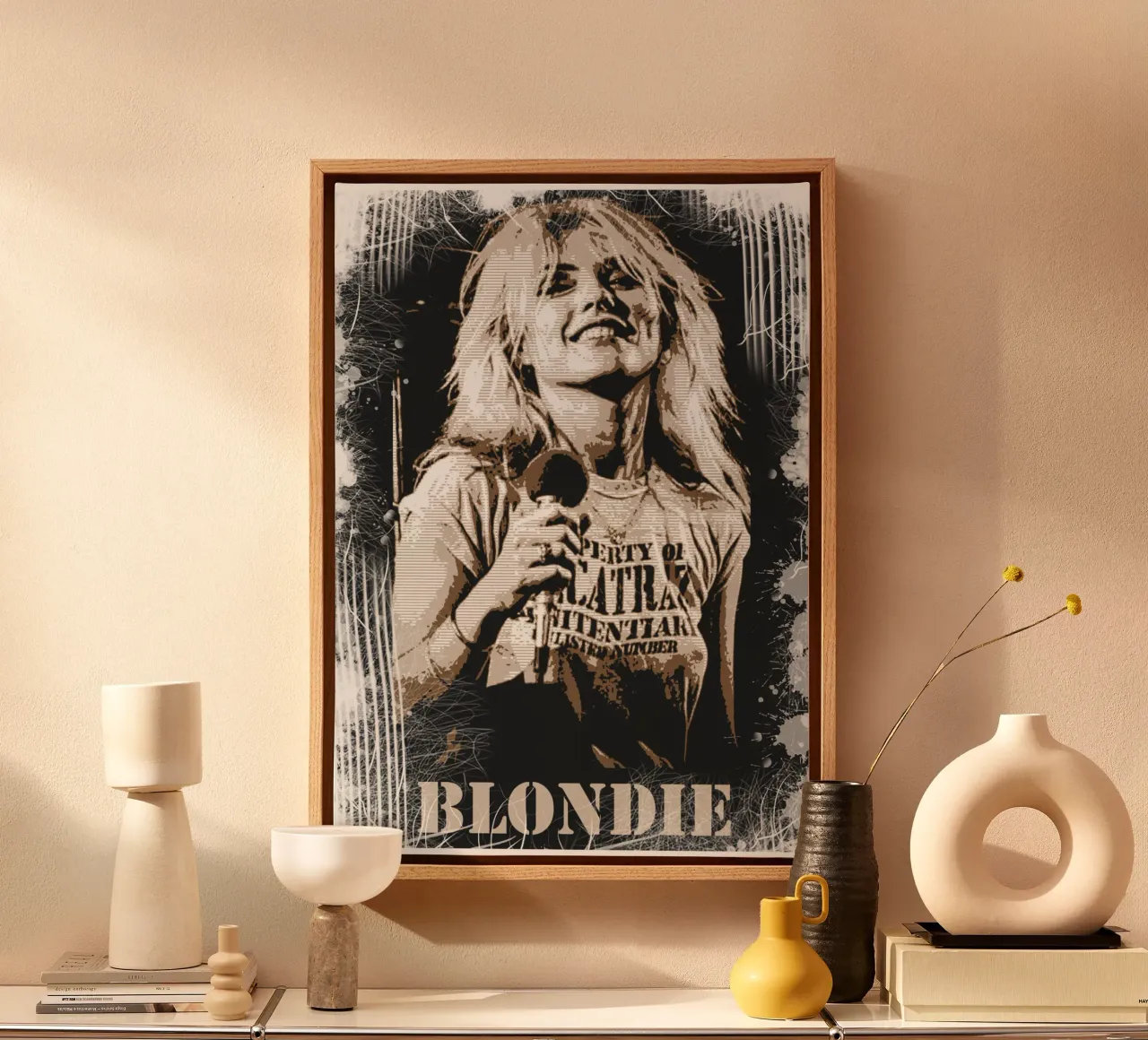 Debbie Harry - Blondie stile vintage tela con Cornice a cassetta da Lembayung art