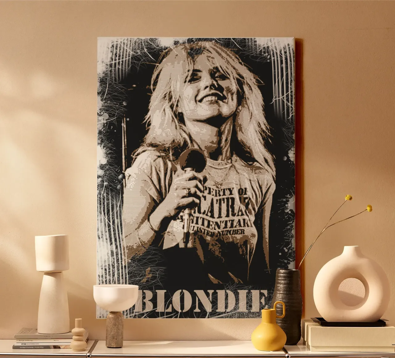Debbie Harry - Blondie stile vintage tela con Cornice a cassetta da Lembayung art