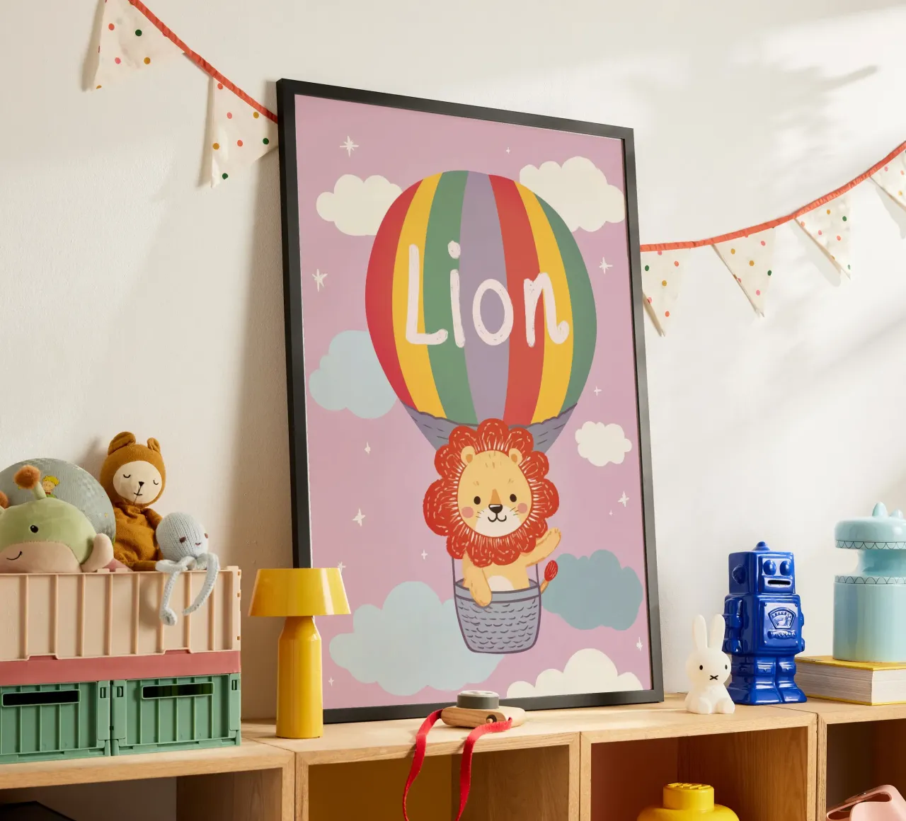 Lion’s Big Adventure poster con telaio in plastica da Kiara