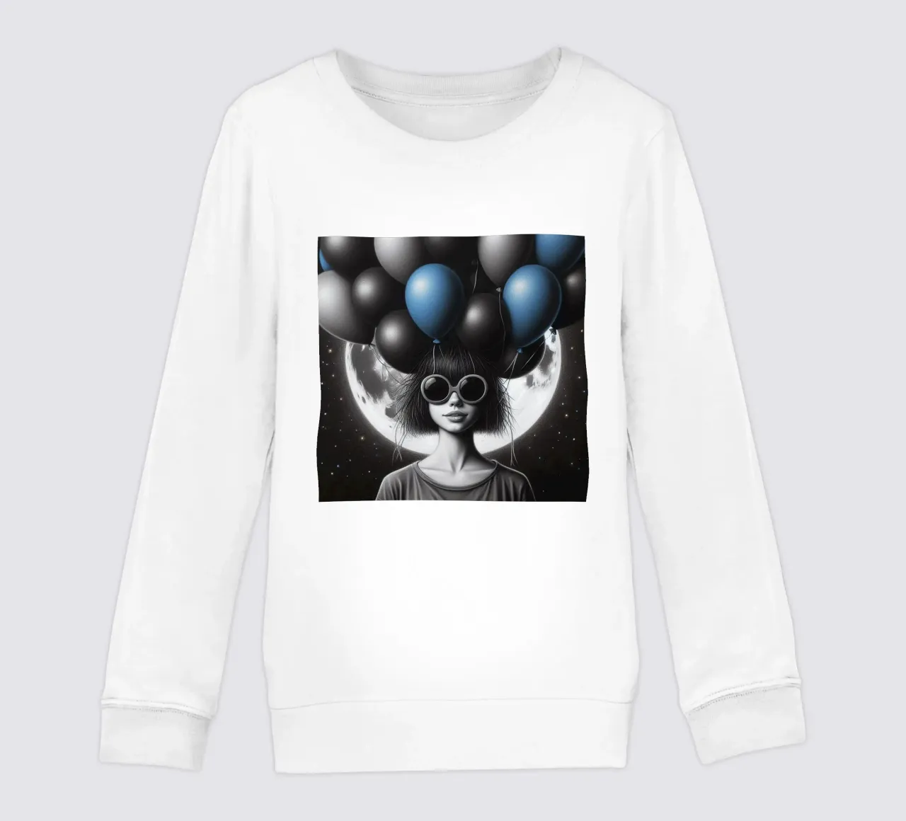 Ragazza con palloncini felpa bambino da BenCoStyle