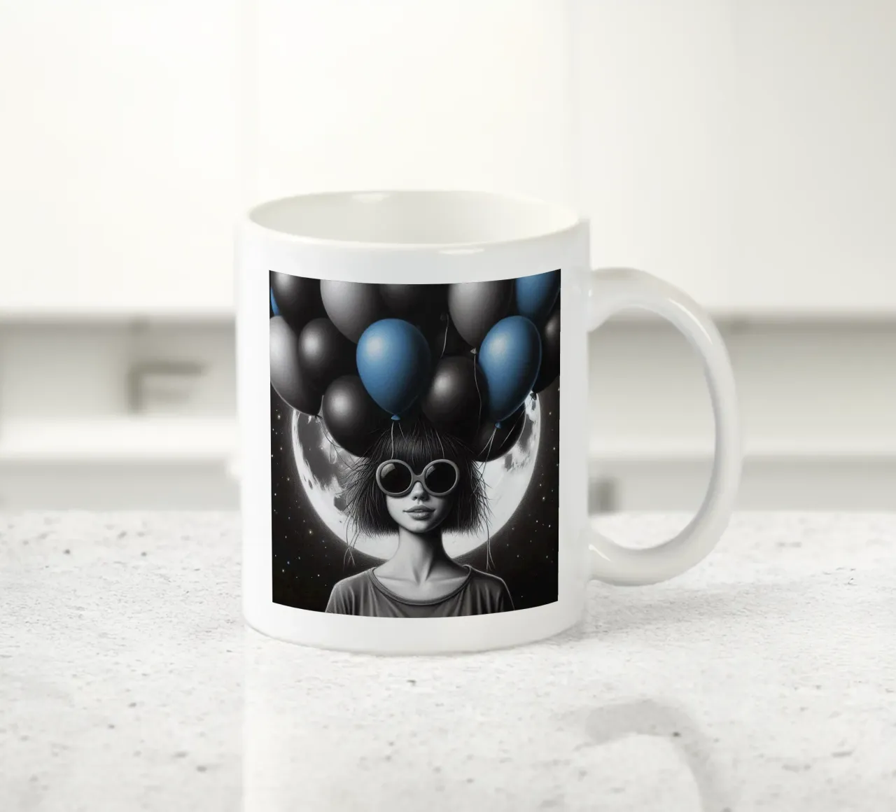 Ragazza con palloncini tazza in ceramica da BenCoStyle
