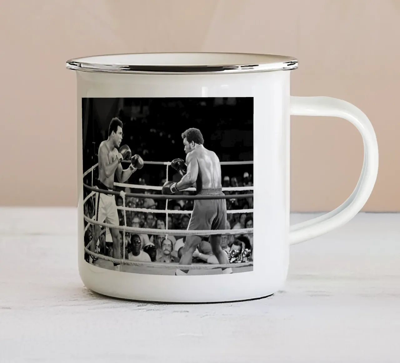 Mohammed Ali vs George Foreman emaille mok van tobyrmattie